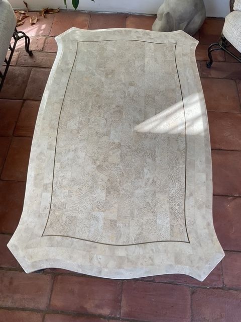 Marble And Wrought Iron Coffee Table photo for sale