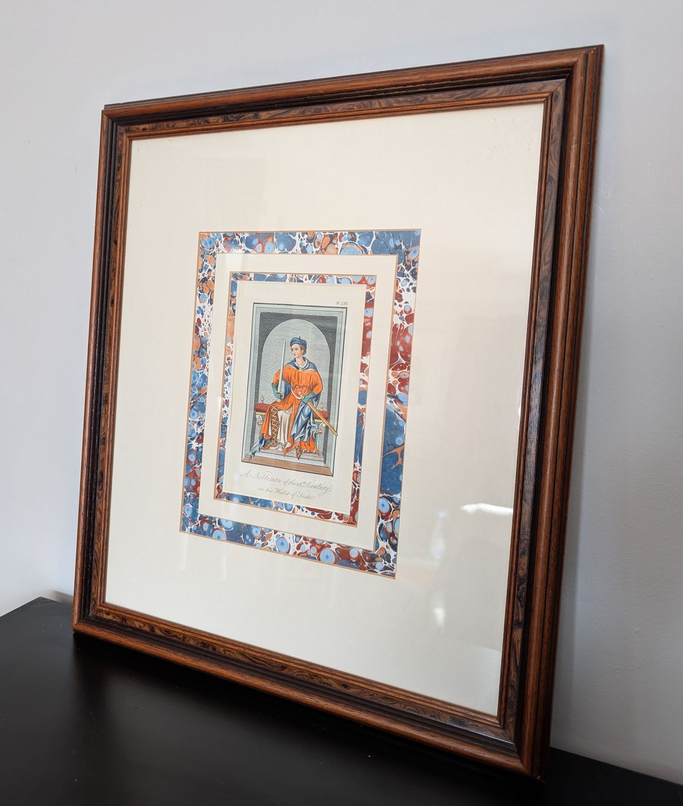 Framed Engraving A Nobleman Of The 13th Century In His Habit Of State photo furniture