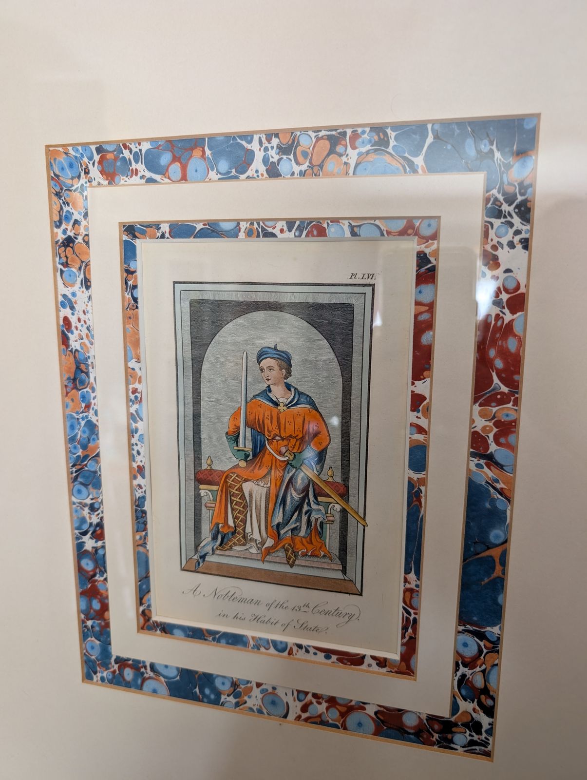 Framed Engraving A Nobleman Of The 13th Century In His Habit Of State photo for sale
