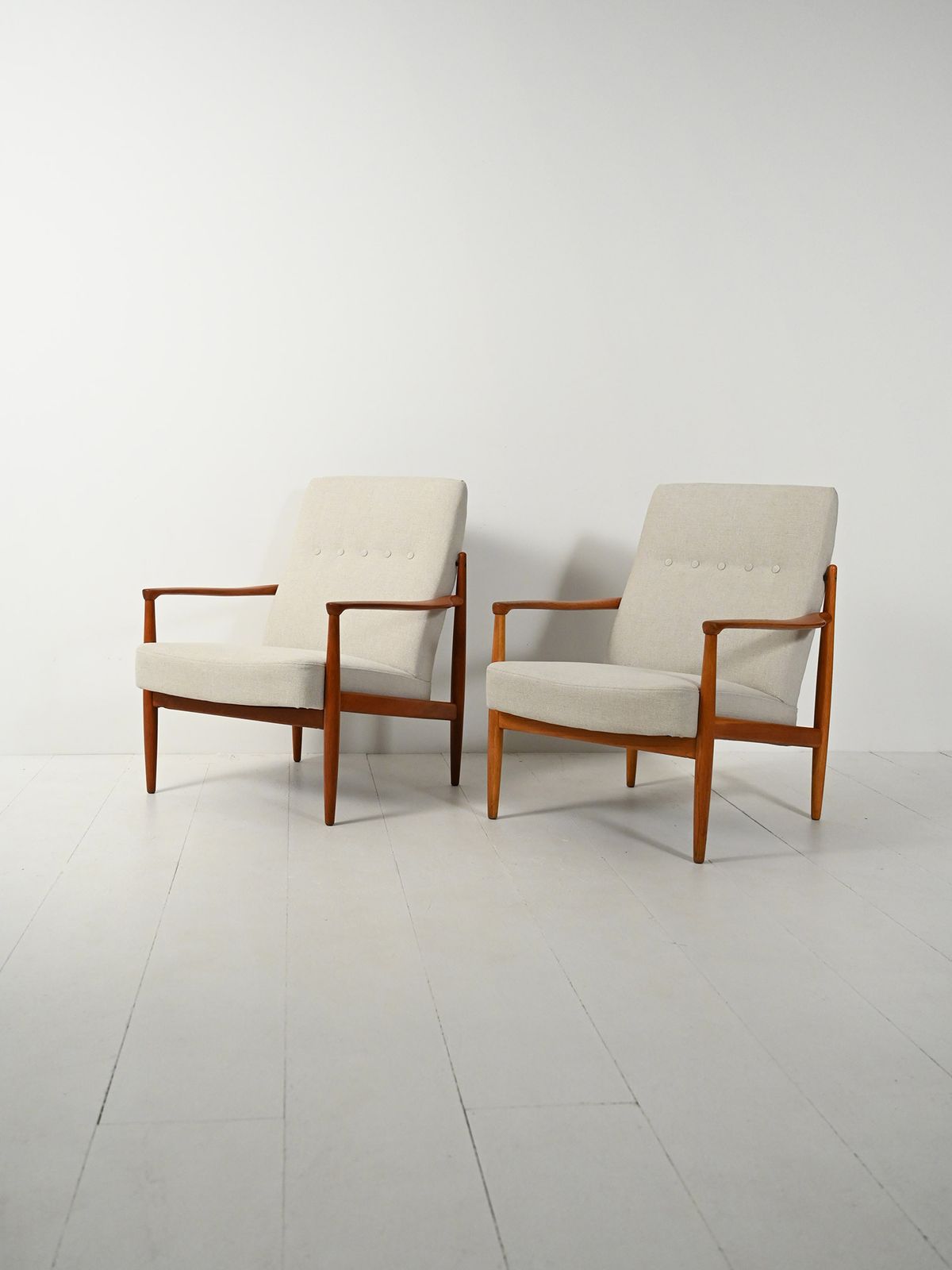 Pair Of Scandinavian Teak Armchairs From The 1950s And 1960s photo for sale