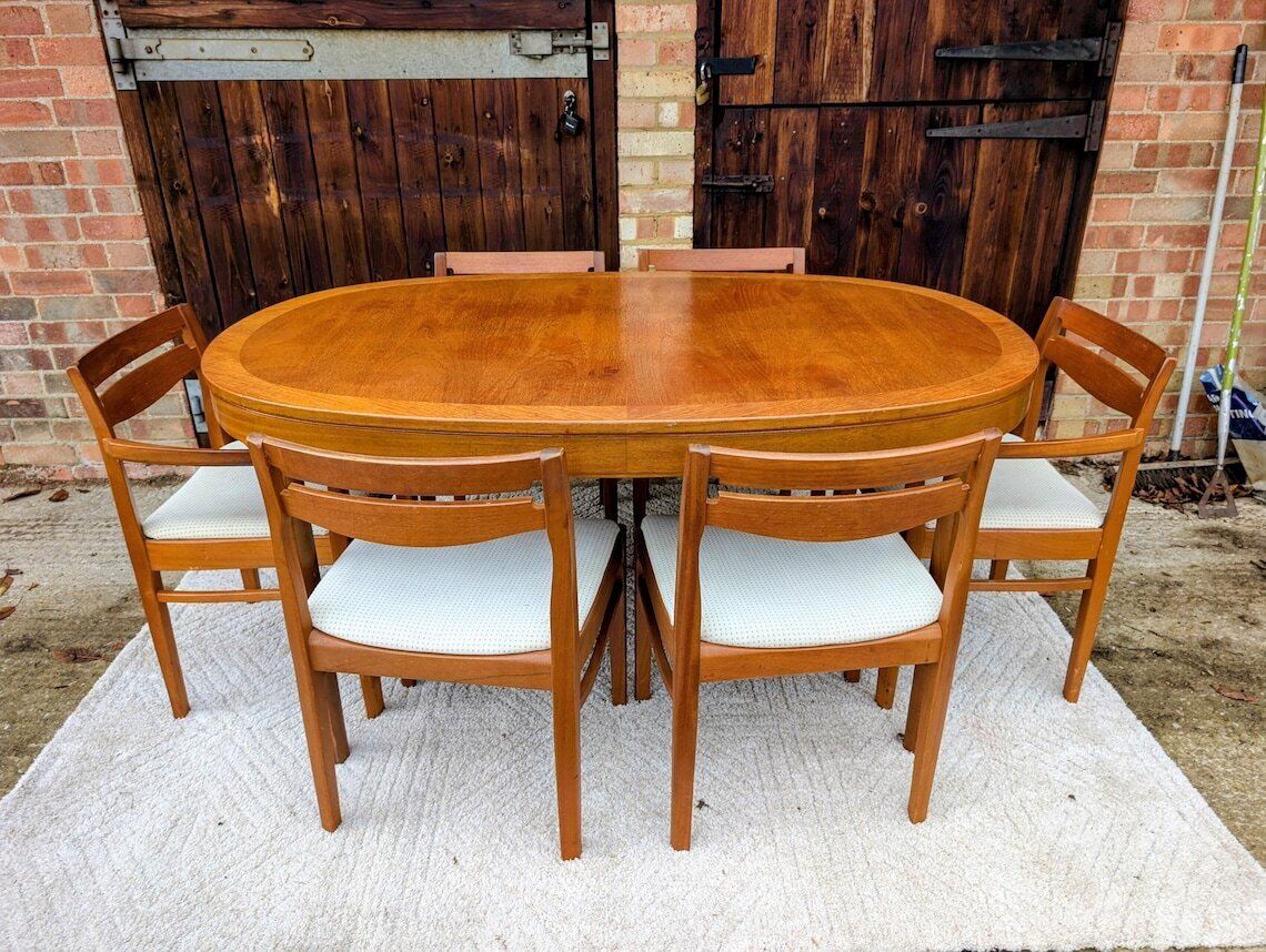 Mid Century Modern Stylish Nathan 1970s Teak Dining Table And 6 Chairs Vintage Furniture photo furniture