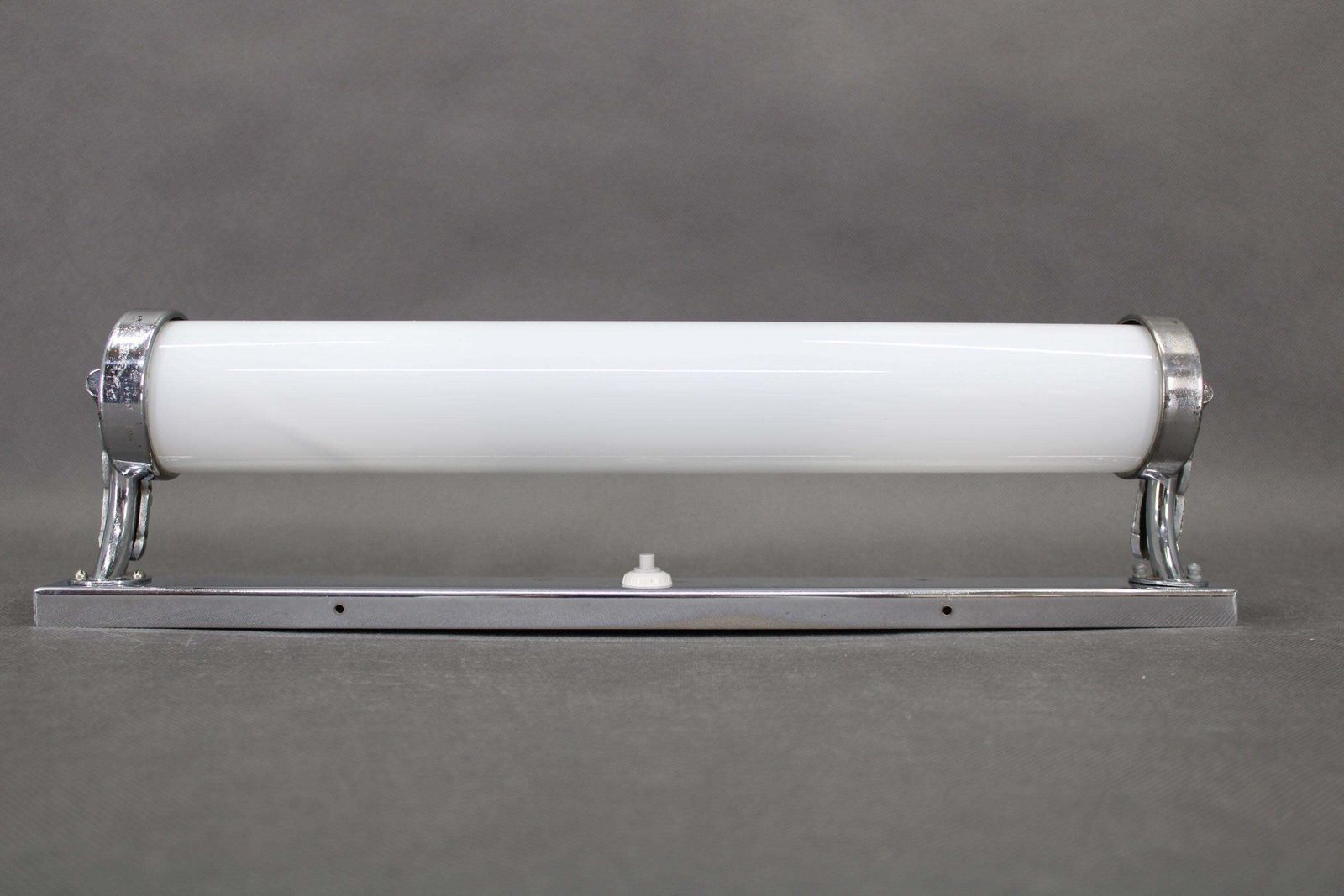 Lighting Czechoslovak Bauhaus Art Deco Chrome Tubular Wall Light With Milk Glass photo
