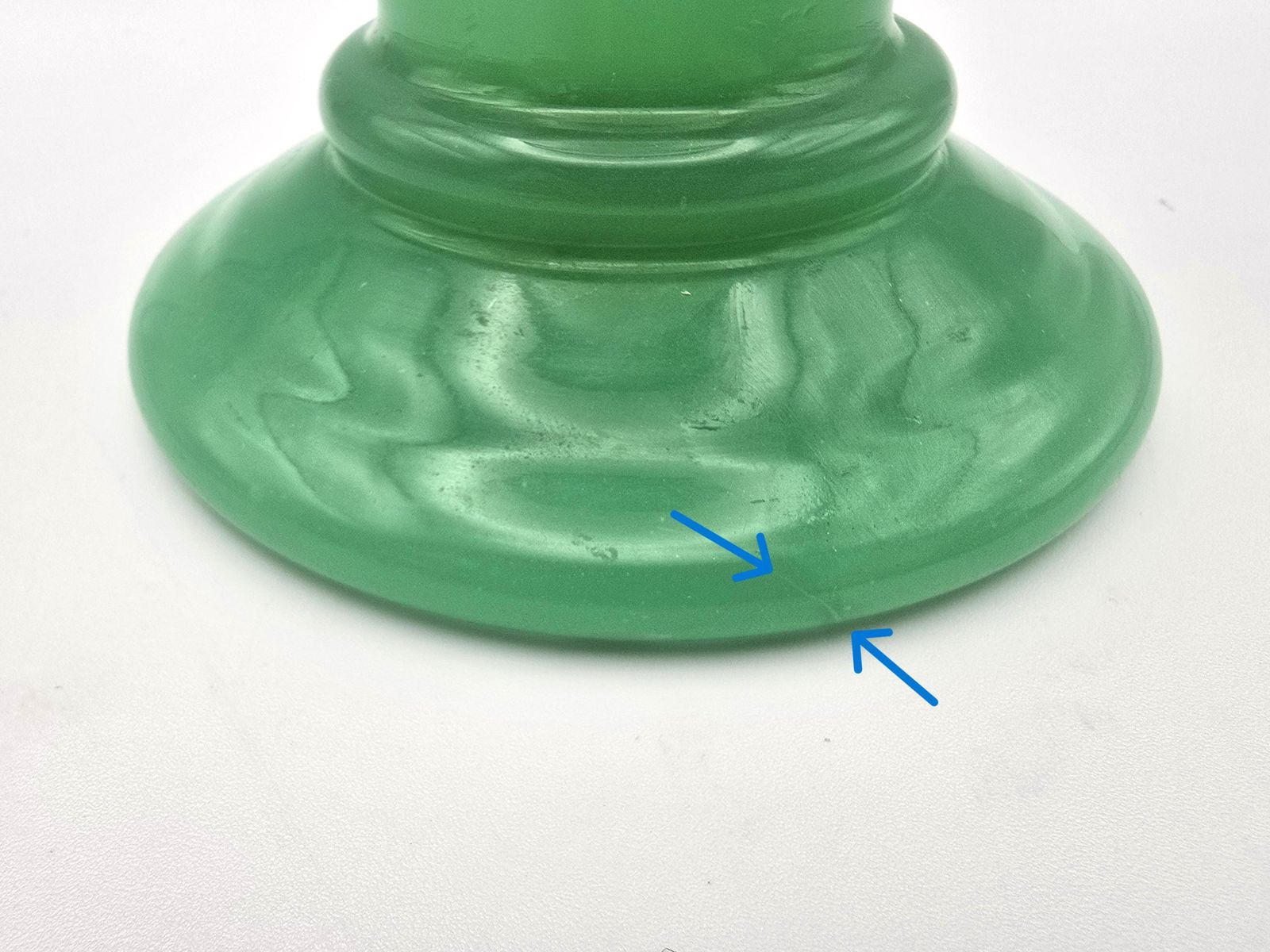 90.0 Antique Uranium Glass Schindler And Co Vase   Jadeite Translucent Green Vase C. 1900   Uv Active photo