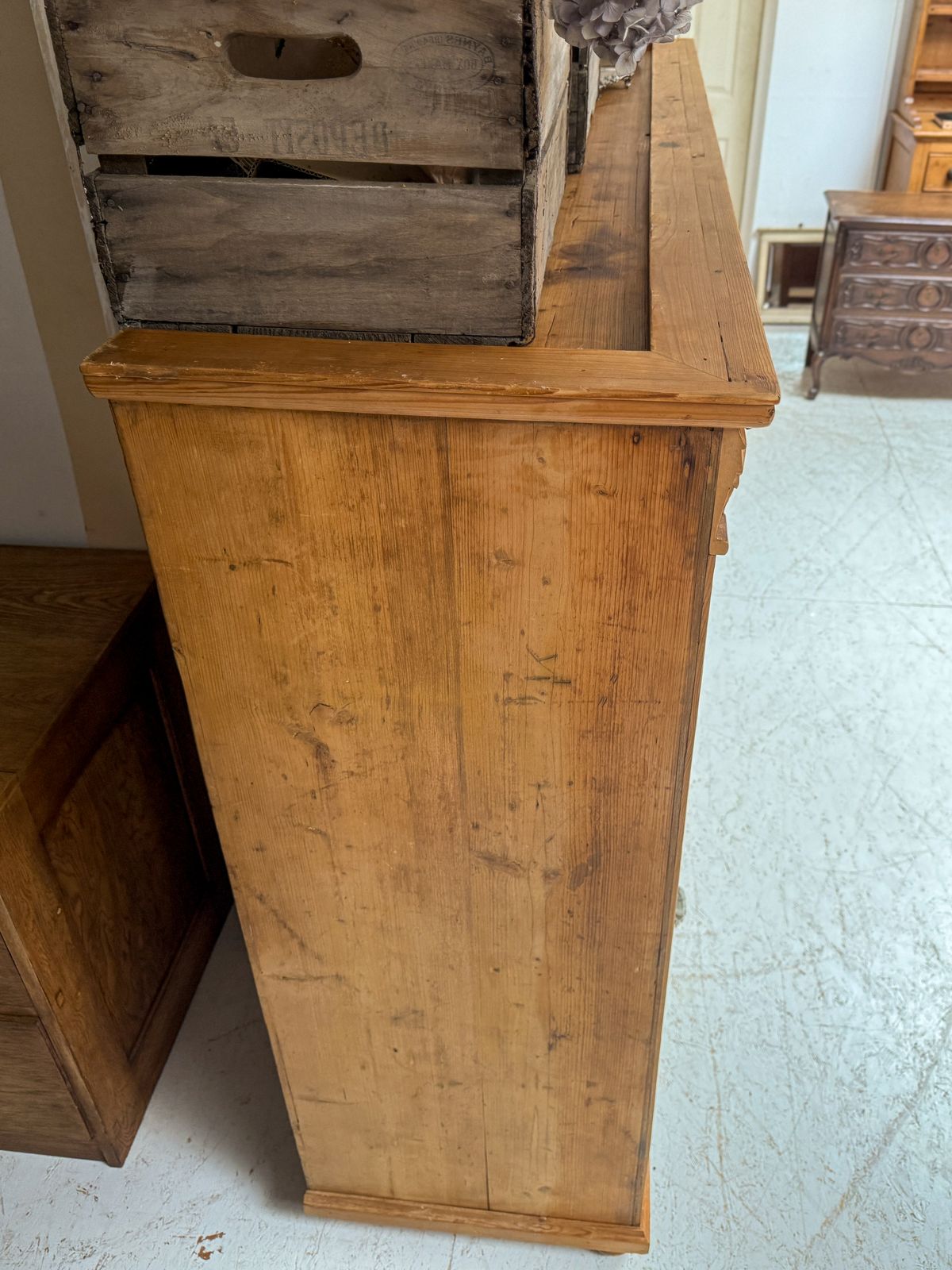 Large Antique Dutch Pine Haberdashery Bank Of Drawers Shelves photo vintage