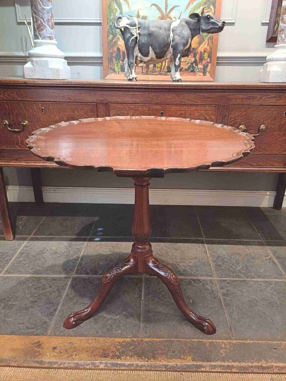 Beautiful 18th Century Mahogany Piecrust Birdcage Tripod Centre Table photo furniture