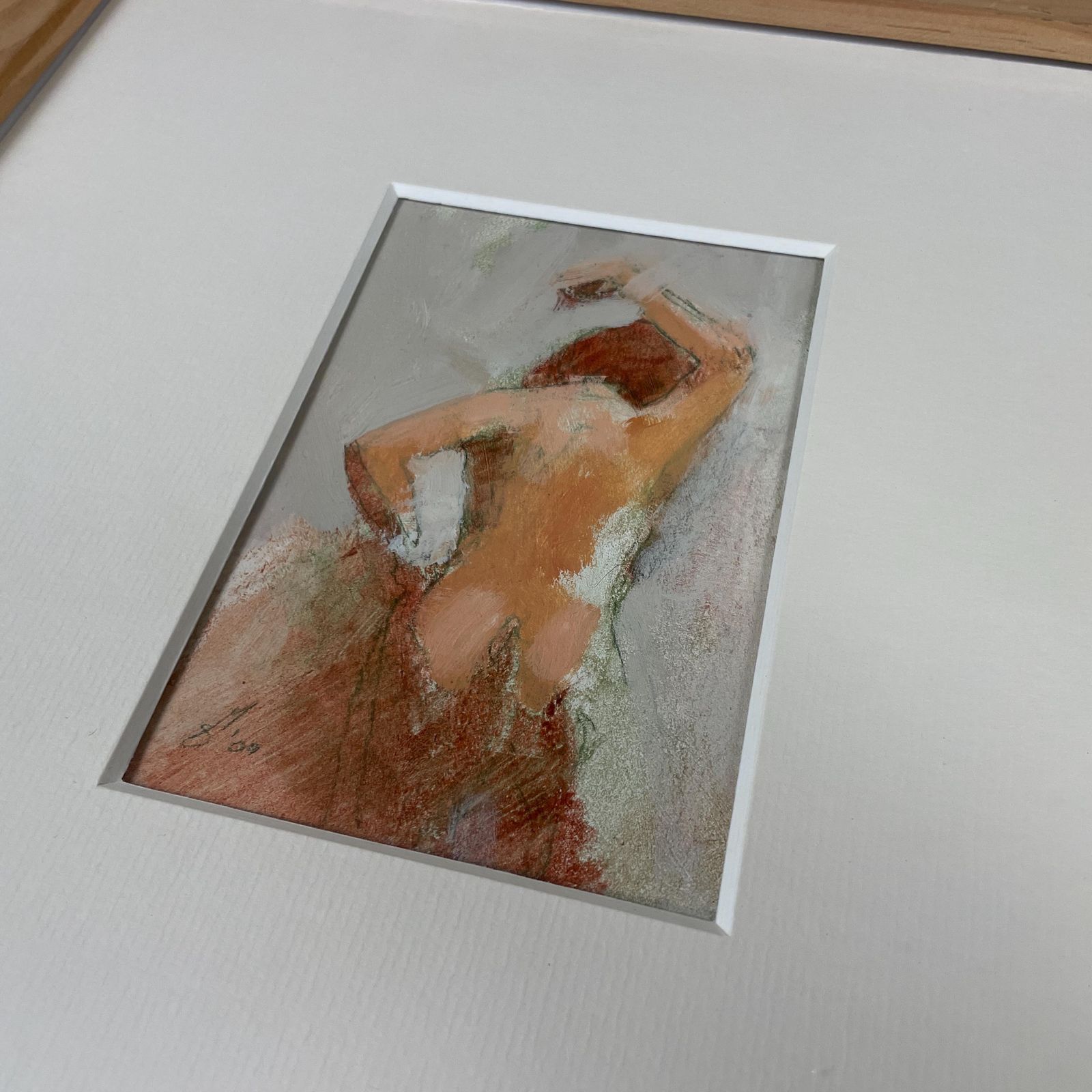 Original Oil On Paper Nude Figure Study Mark Sutherland The Temple Dancer Painting Framed Figurative Interior Wall Piece Modern Picture photo 119.0