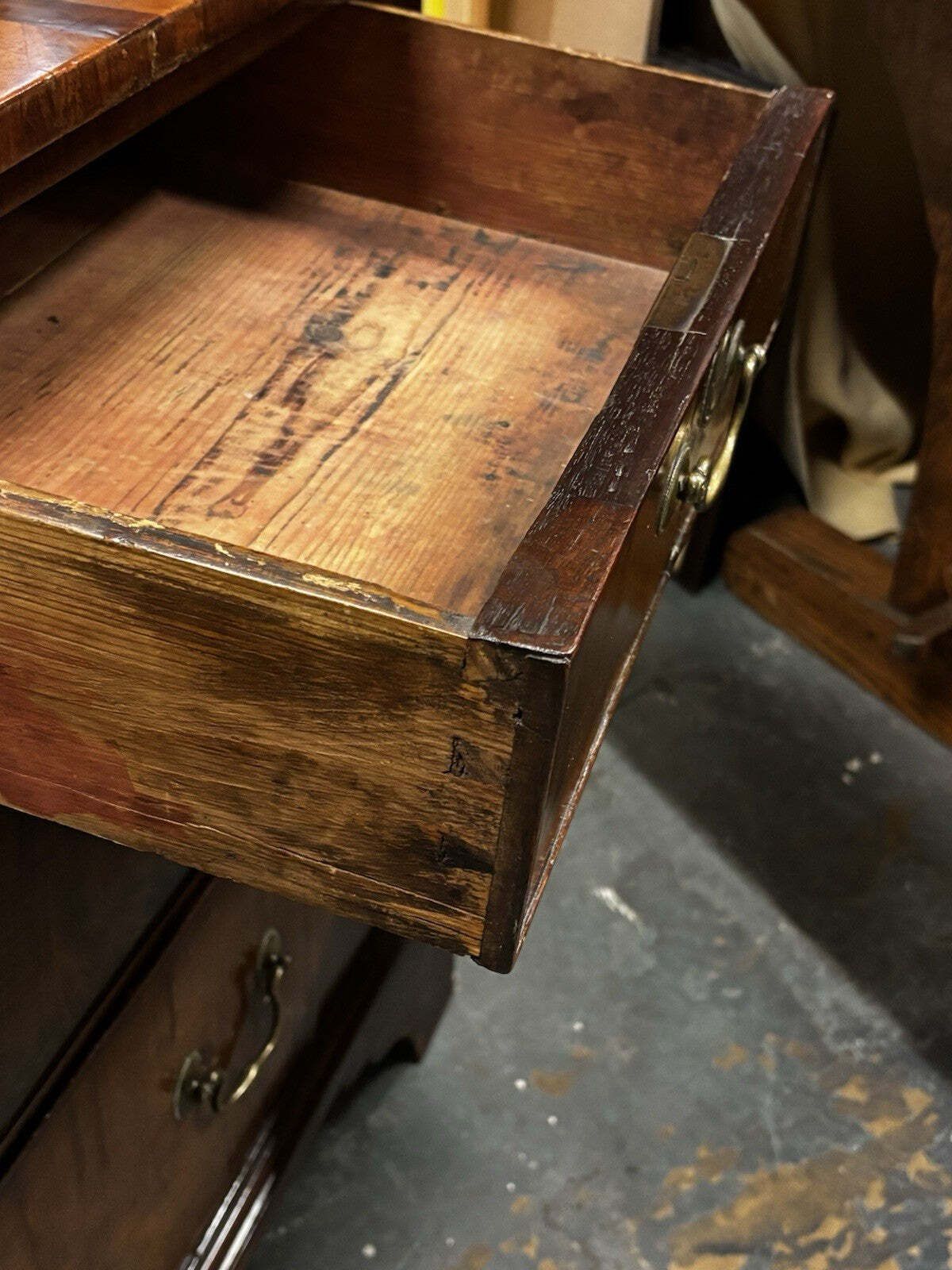 Furniture Georgian Walnut & Mahogany Chest Of Drawers. photo