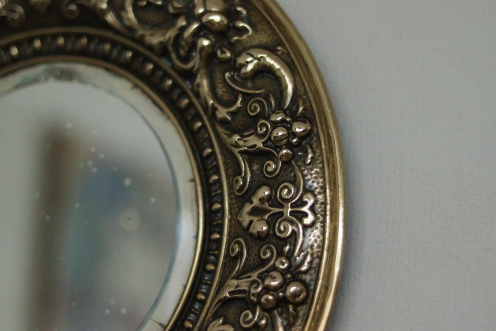 Pair Of Antique Swedish Brass Sconces With Mirror photo for sale