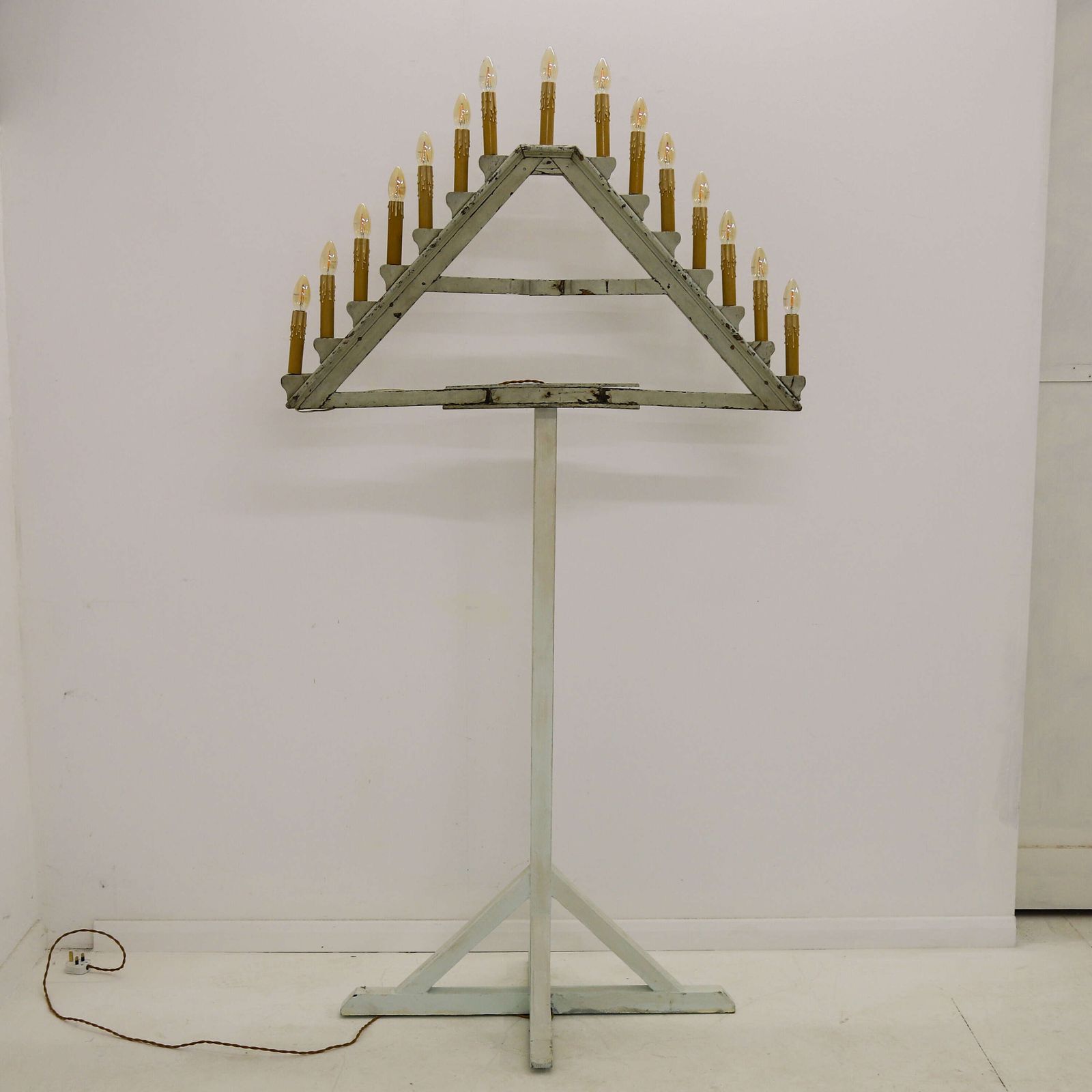 French Church Ornamental Floor Lamp In Original Blue Paint   Architectural Salvage, C.1900 photo Lighting