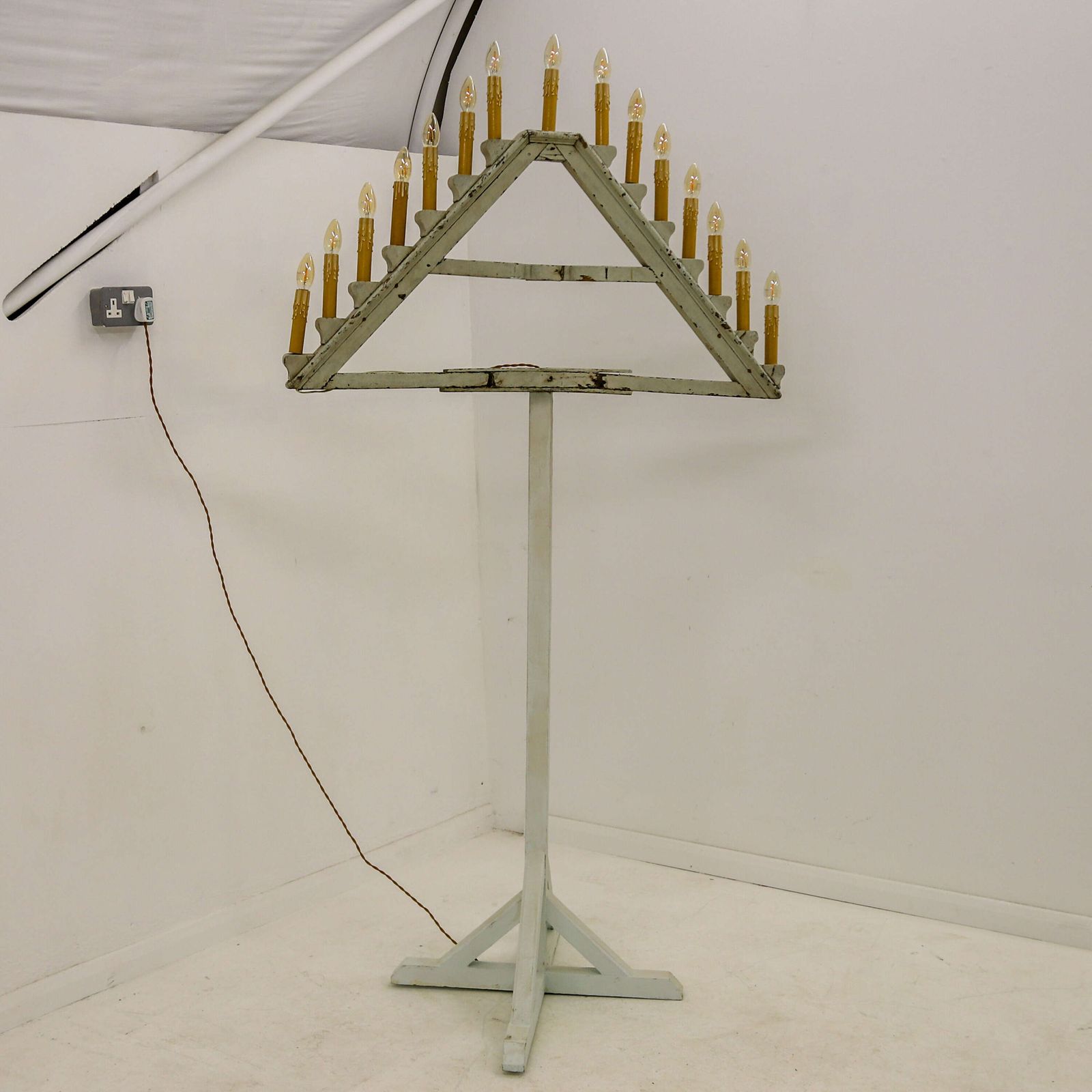 French Church Ornamental Floor Lamp In Original Blue Paint   Architectural Salvage, C.1900 photo 775.0