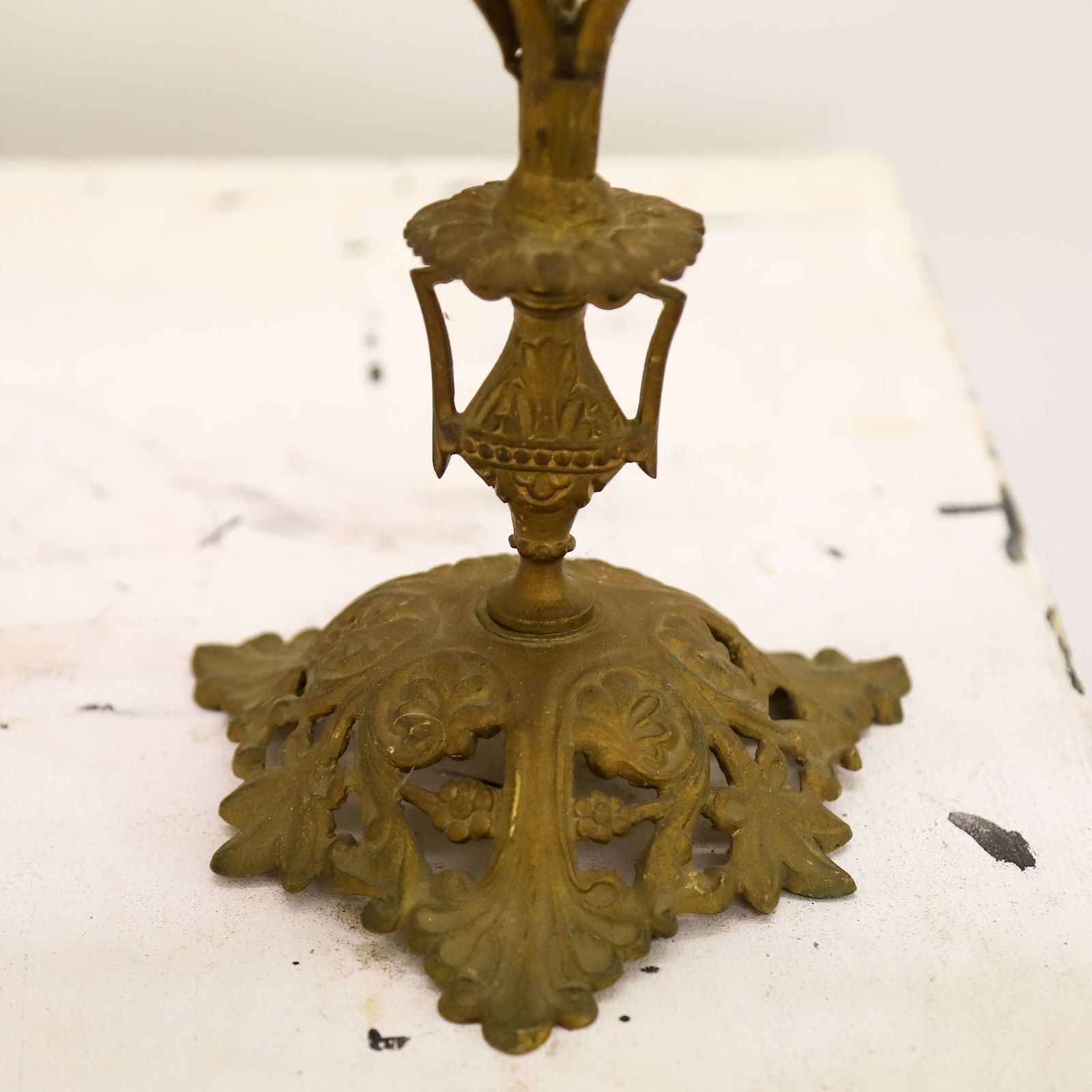Pair Of Antique French Gilt Church Candelabra With Floral Branches, C.1900 photo vinterior