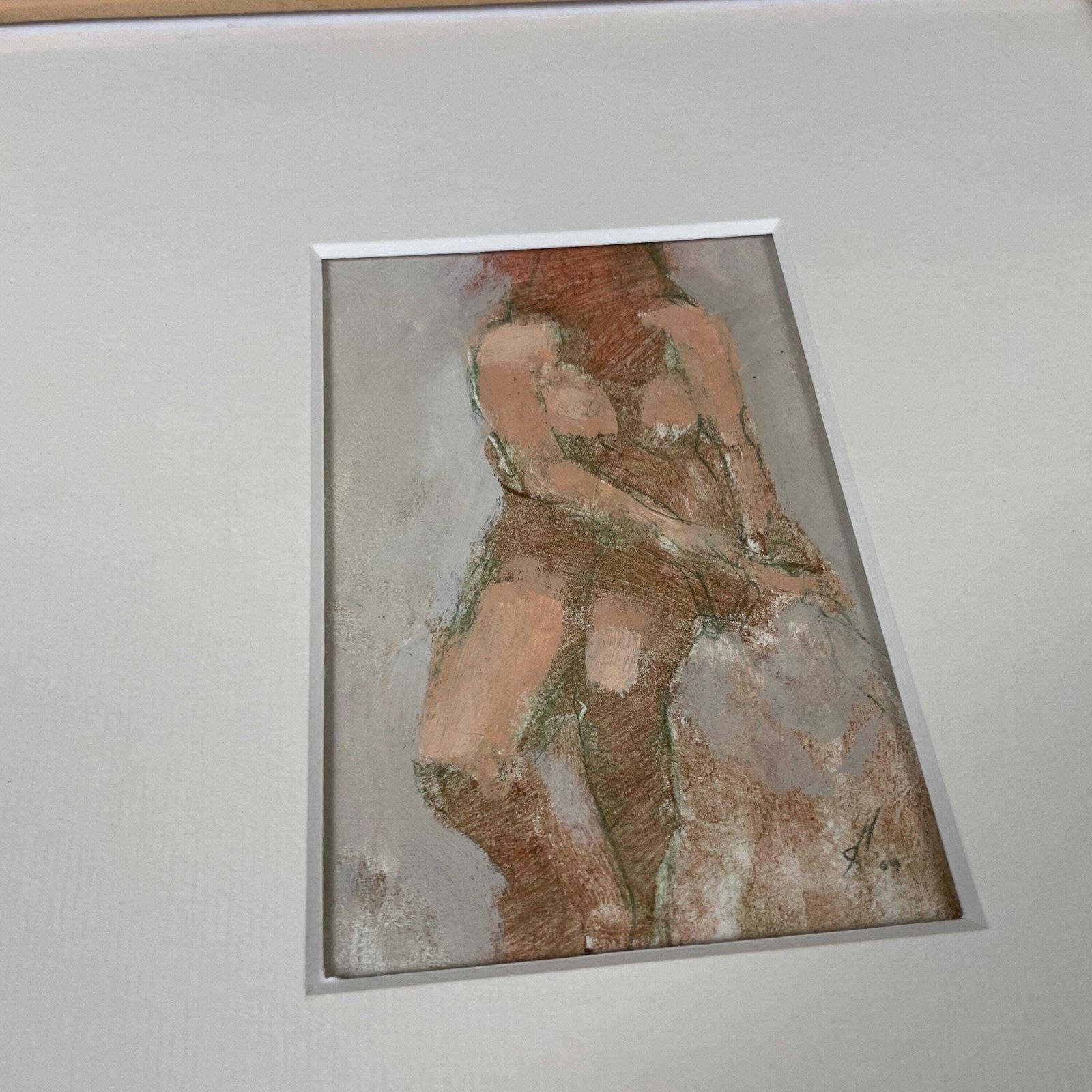 Original Oil On Paper Nude Figure Study Mark Sutherland Nude On A Rock Painting Framed Figurative Interior Wall Piece Modern Picture photo vinterior
