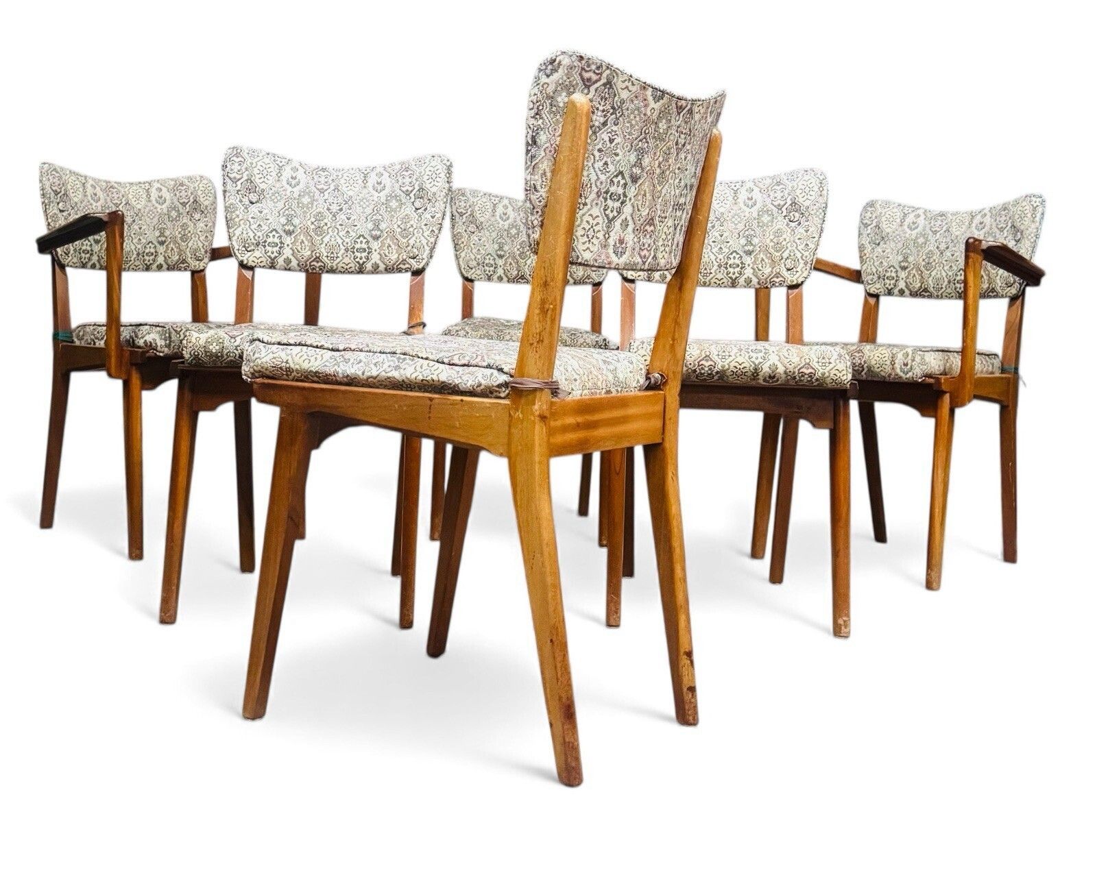 495.0 Set Of Six Teak Alfred Cox Dining Chairs Rare Mid Century Retro C1950s photo