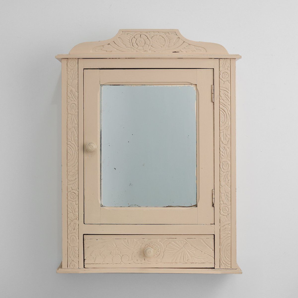 Art Deco French Shaving Cabinet In Wood With Mirror, 1930s