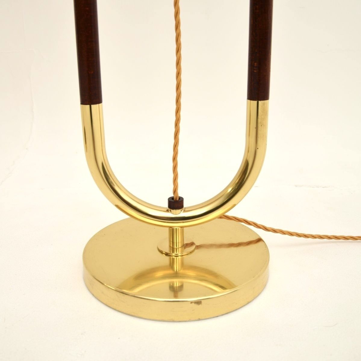 Pair Of Vintage Swedish Brass And Birch Floor Lamps By Bergboms photo vinterior