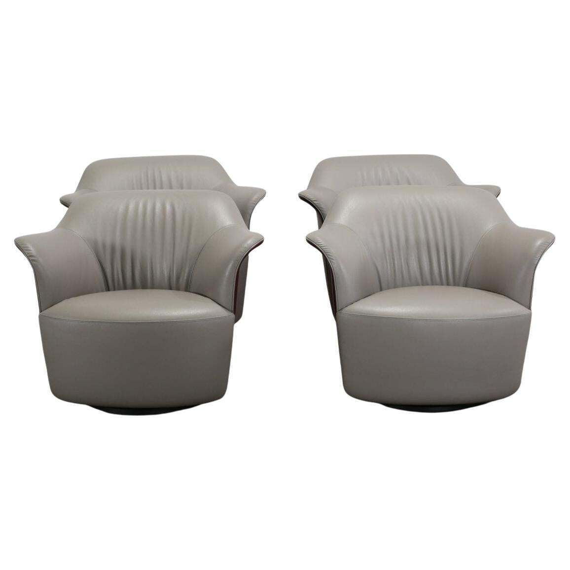 Poltrona Frau Aida Swivel Armchairs By Roberto Lazzeroni, Set Of Four