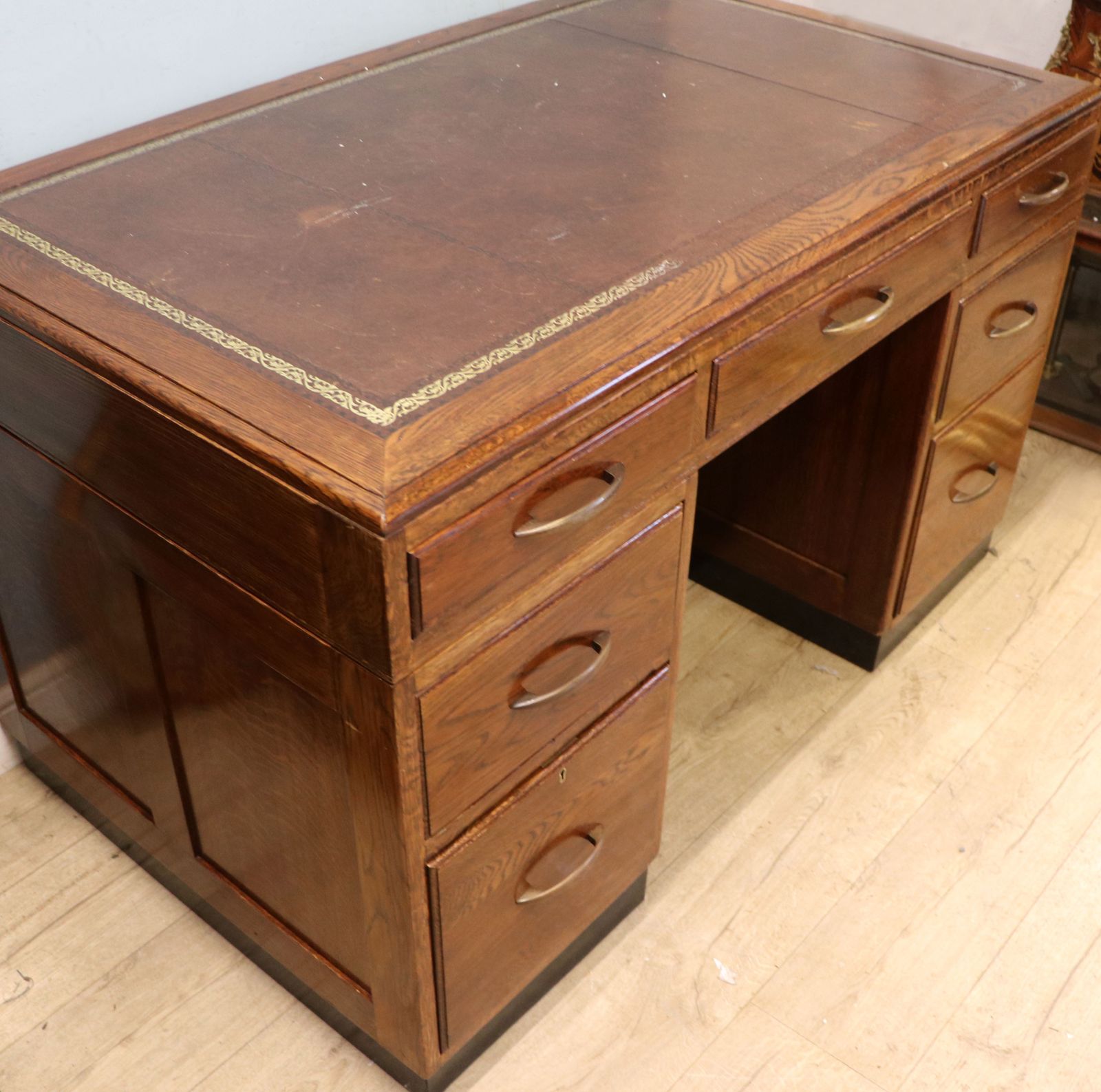 A Superb, Bold, Early Mid Century Oak Office Desk. photo vintage