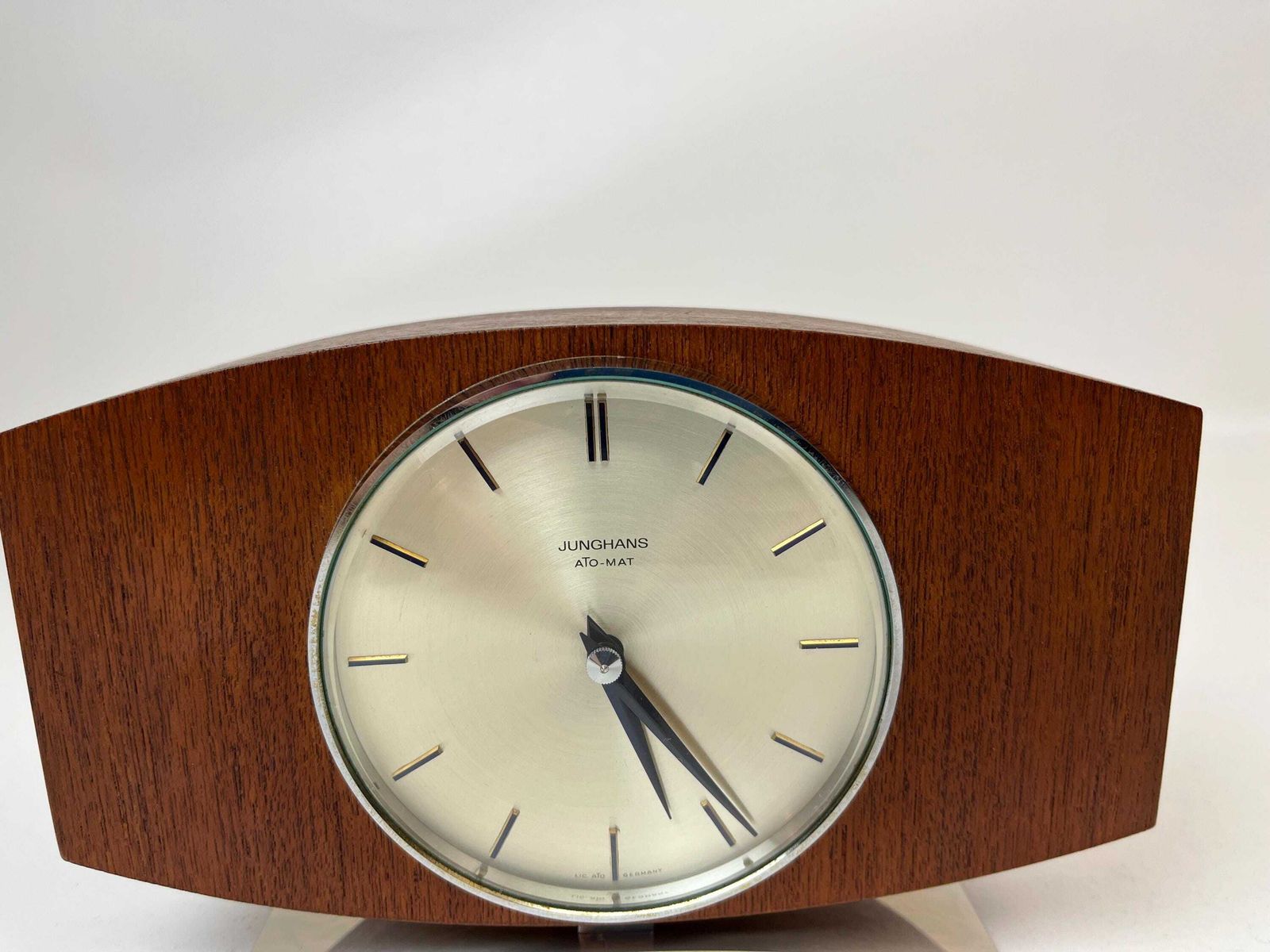Rare Mid Century Teak & Chrome Minimalist Desk Clock By Junghans Eames Max Bill Age photo 593.0