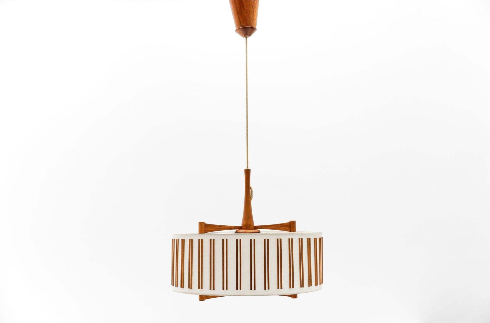 Beautiful Adjustable Japanese Style Ceiling Lamp Made Of Teak Wood By Temde Swiss, 1960s photo 2369.0