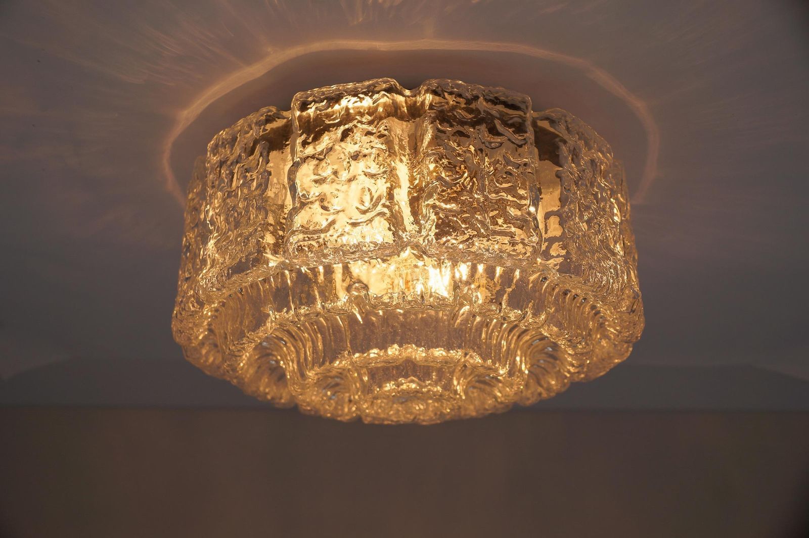 Large Glass Wall Lamp With Bubble Structure / Recessed Mounting By Limburg, 1960s Germany photo buy