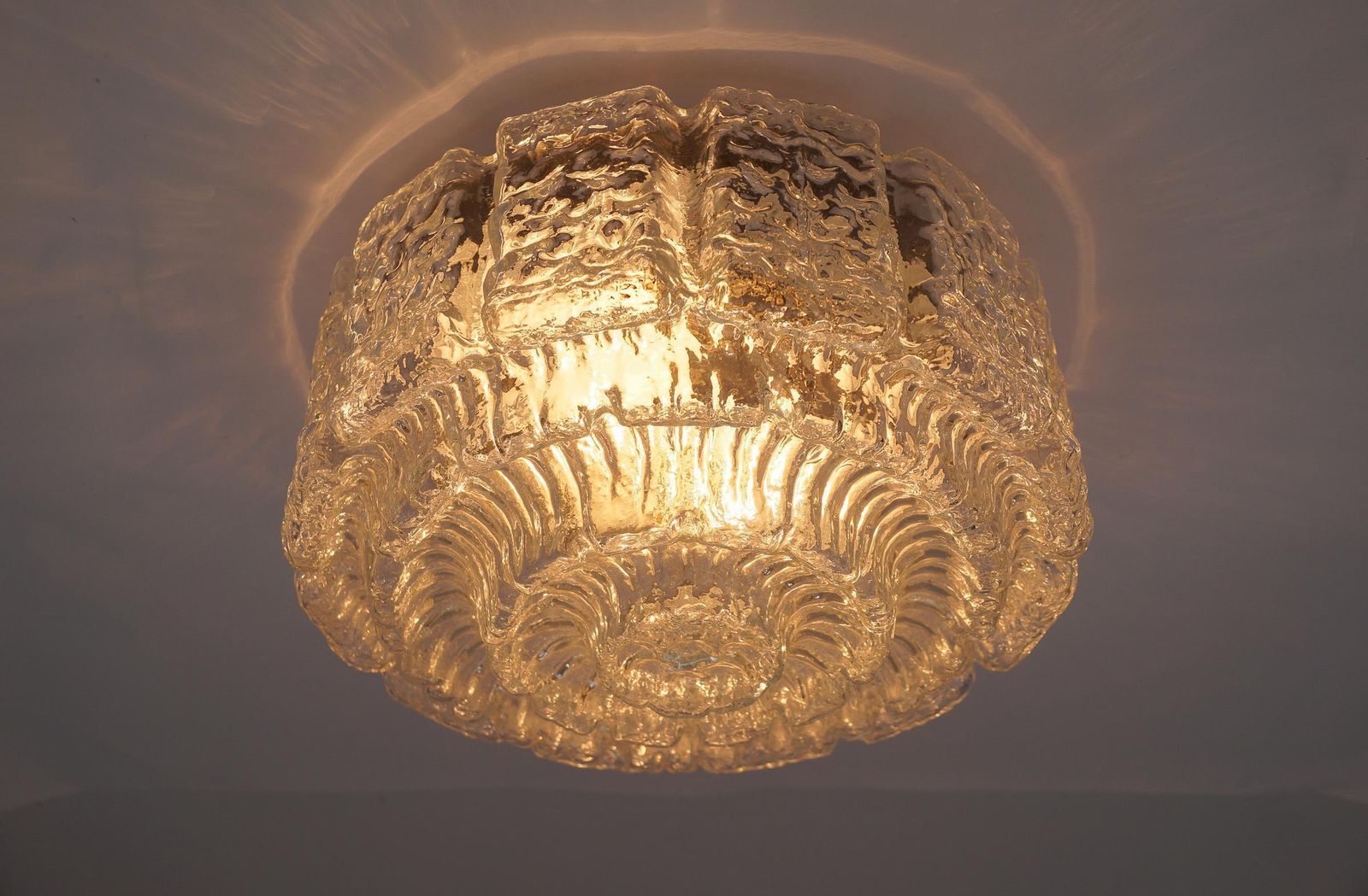 Large Glass Wall Lamp With Bubble Structure / Recessed Mounting By Limburg, 1960s Germany photo vintage
