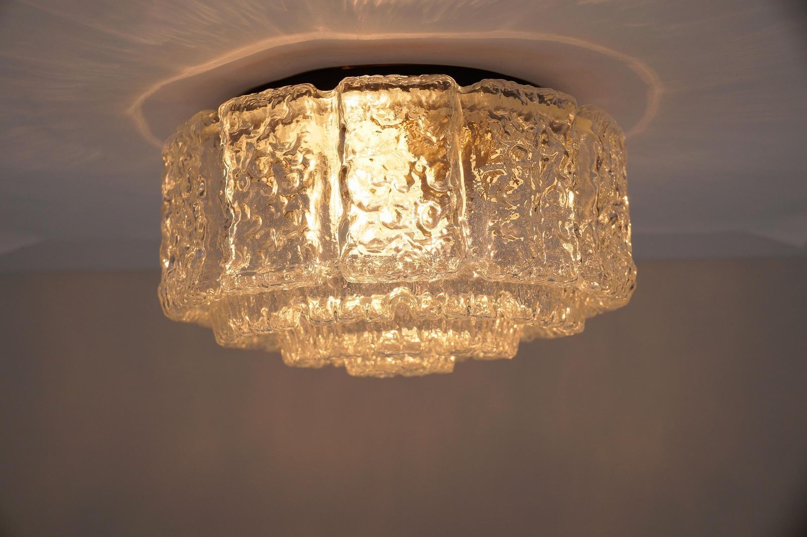 Lighting Large Glass Wall Lamp With Bubble Structure / Recessed Mounting By Limburg, 1960s Germany photo