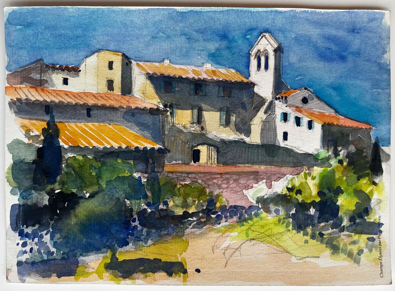Pierre Neveu Provence Village With Church Tower And Terracotta Rooftops French Landscape photo furniture