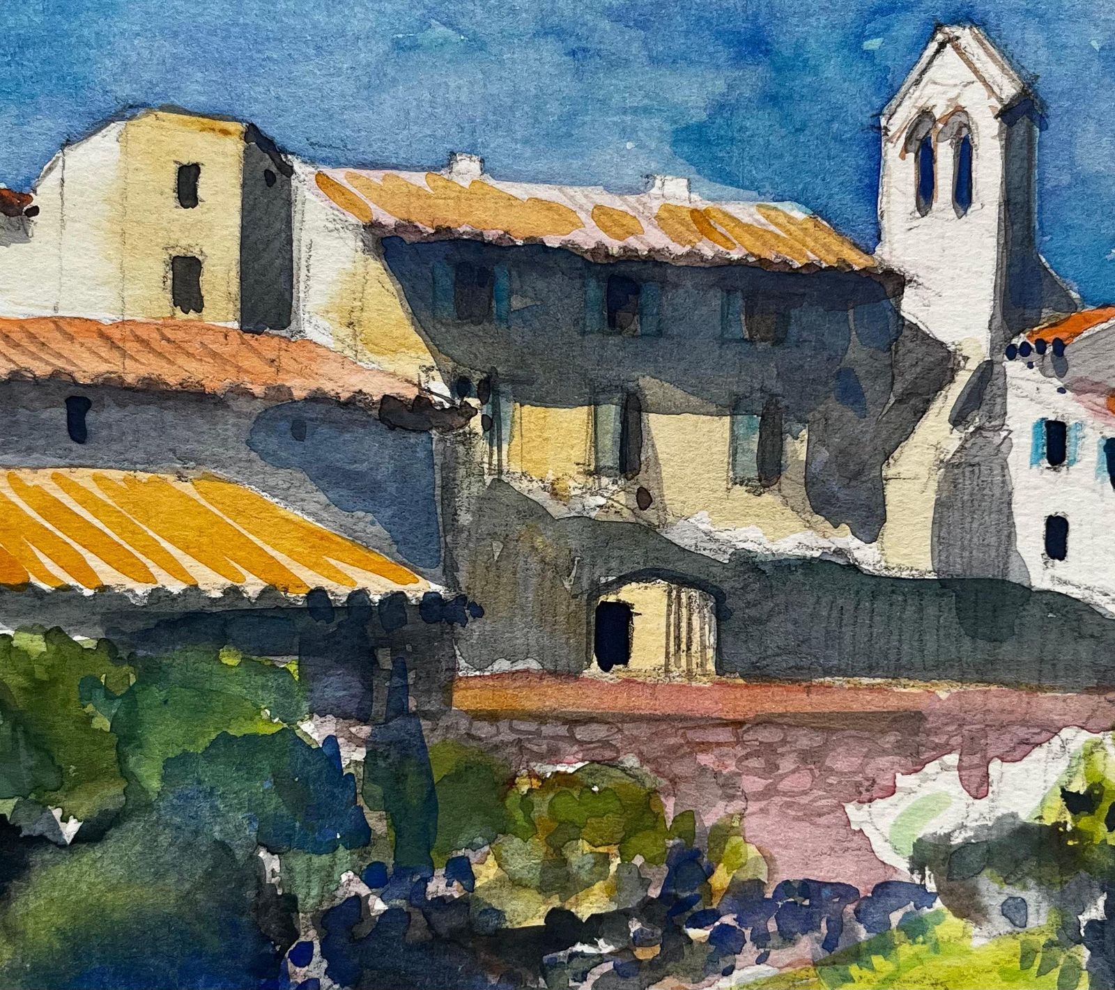 Pierre Neveu Provence Village With Church Tower And Terracotta Rooftops French Landscape photo vintage