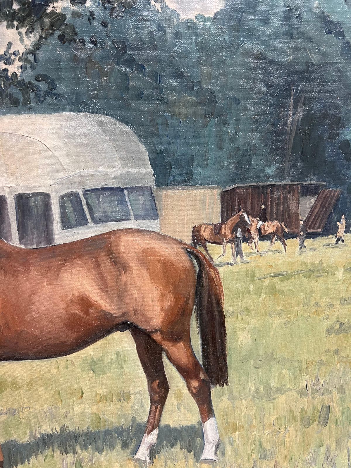 English School, 1966 Fine English Sporting Art Oil Painting Racehorse In Paddock Signed & Dated 1966 photo for sale