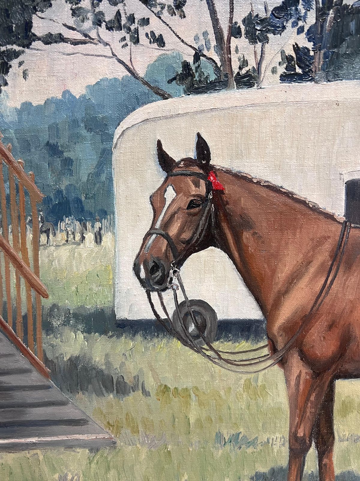 English School, 1966 Fine English Sporting Art Oil Painting Racehorse In Paddock Signed & Dated 1966 photo vinterior
