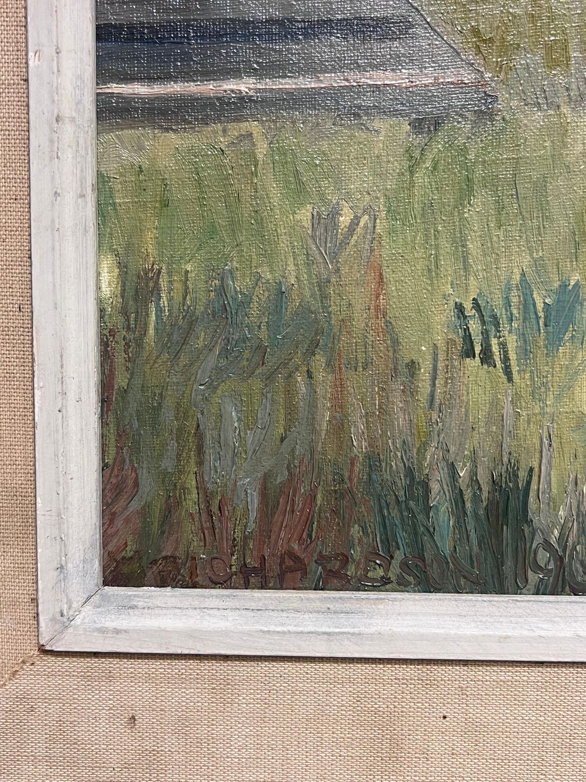 Art English School, 1966 Fine English Sporting Art Oil Painting Racehorse In Paddock Signed & Dated 1966 photo