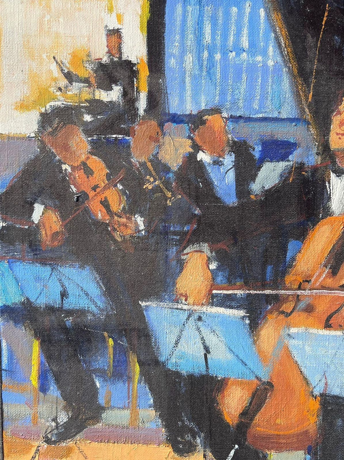 Pierre Neveu Orchestra Musicians Playing Cellos And Violins In Warm Concert Scene French Oil photo Art