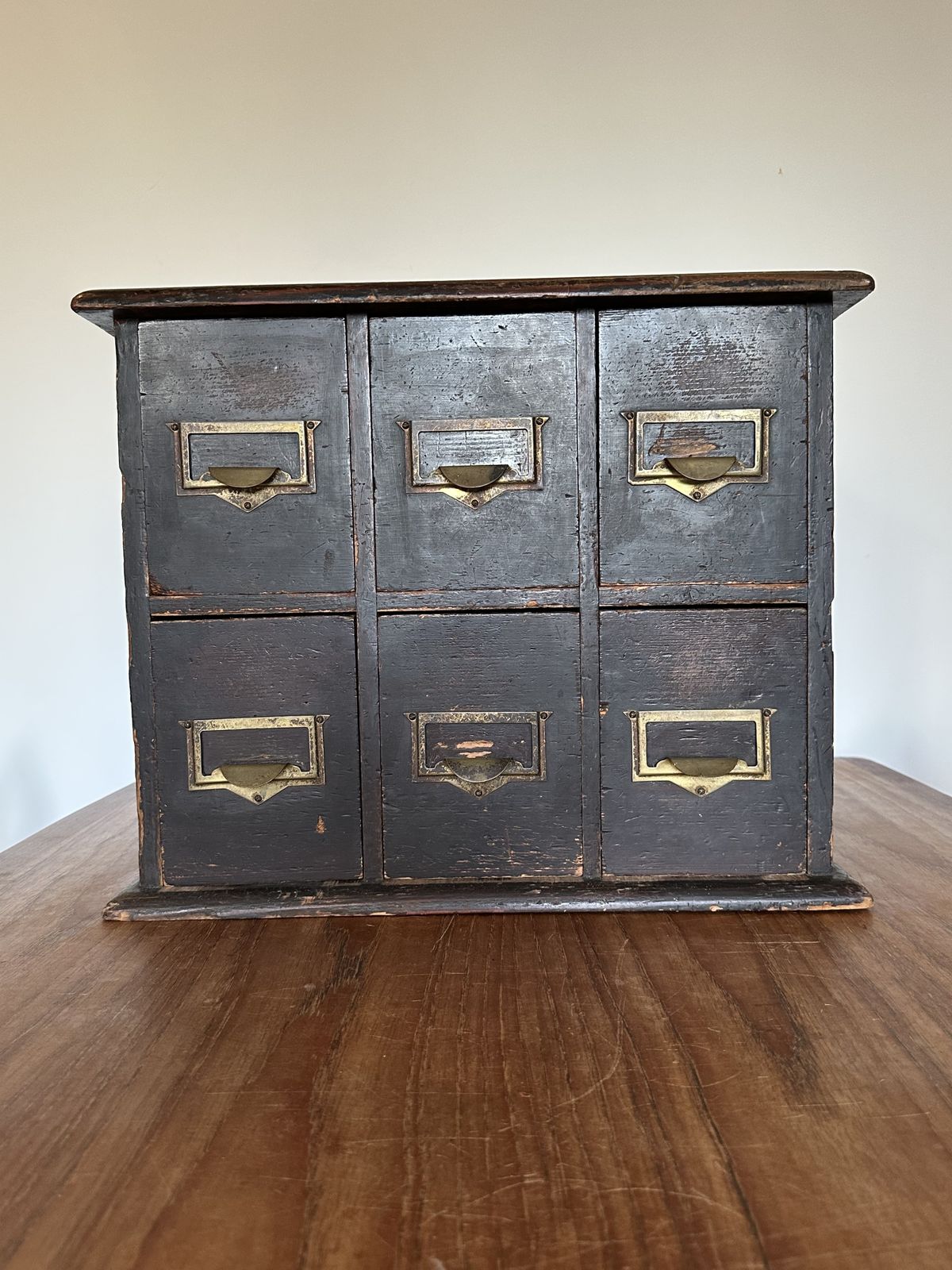 photo for sale Haberdashery Apothecary Industrial Index Card Cabinet Merchants Chest Ebonised Drawers