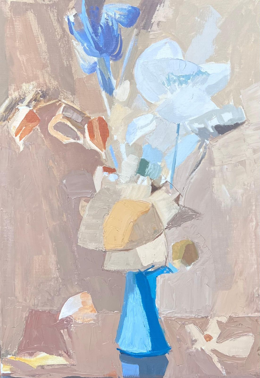Laure Noetzin Azam (French 1929 2024) Fine 20th Century French Post Cubist Oil Painting Still Life In Blue Vase