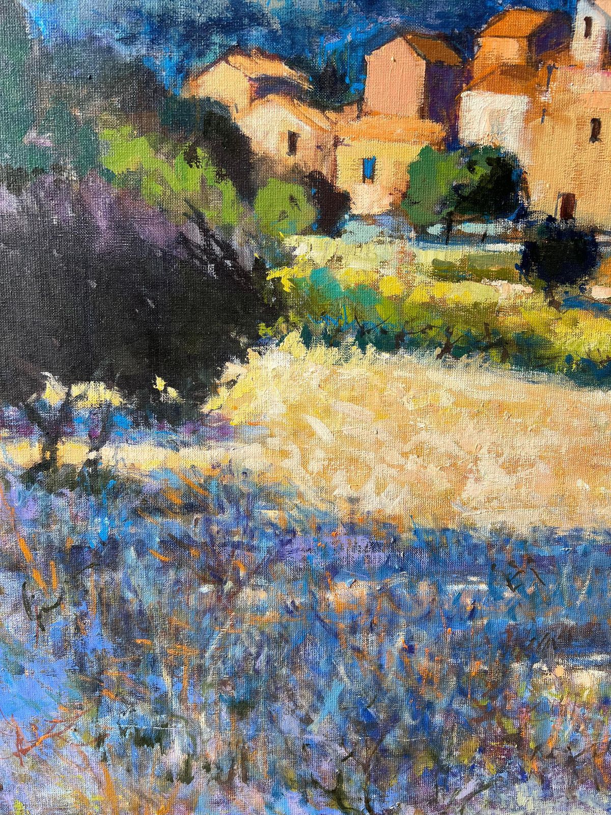 photo furniture Pierre Neveu Huge French Post Impressionist Signed Oil Lourmarin Luberon Valley Provence