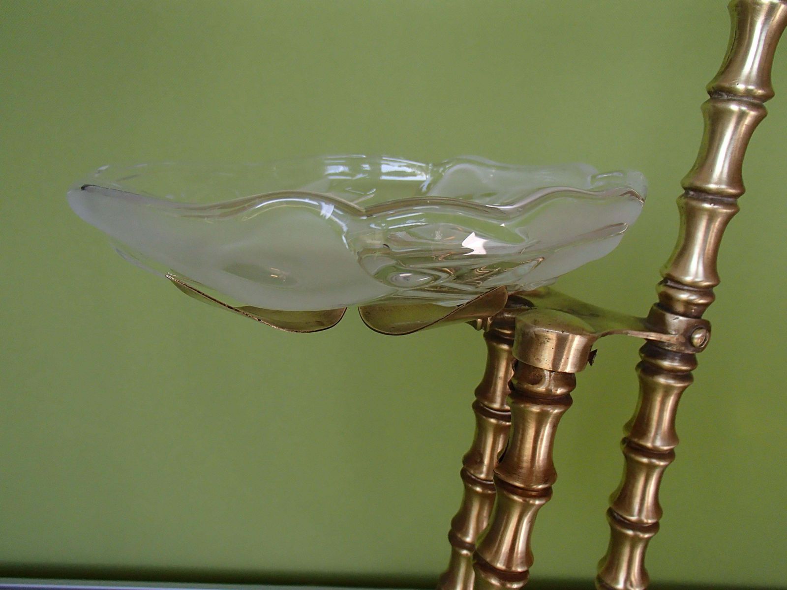 1940thies Bamboo Style Brass Side  Table With Carved Glass Top Maison Bagues Sty photo buy