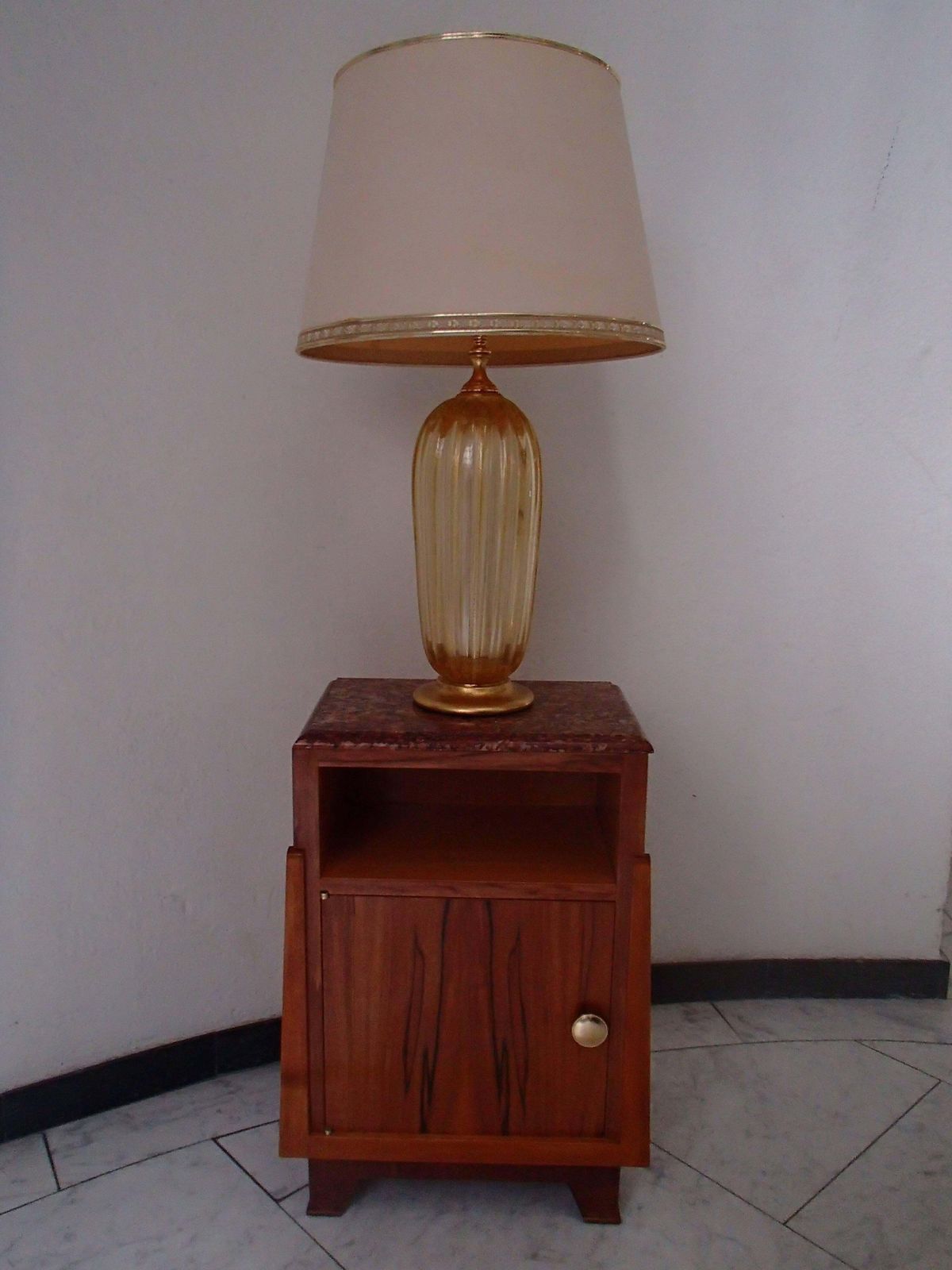 1930 Cubist Pair Nightstands Side Table Apple Wood Red Marble Top photo buy