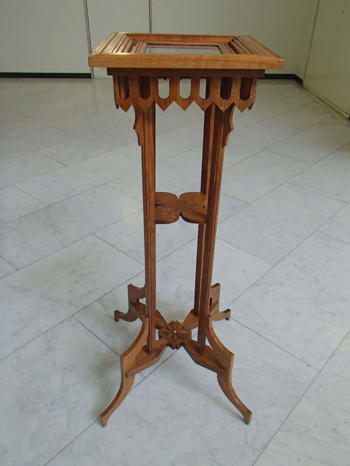 Art Nouveau Oak Tall Pedestal Completely Restored photo furniture