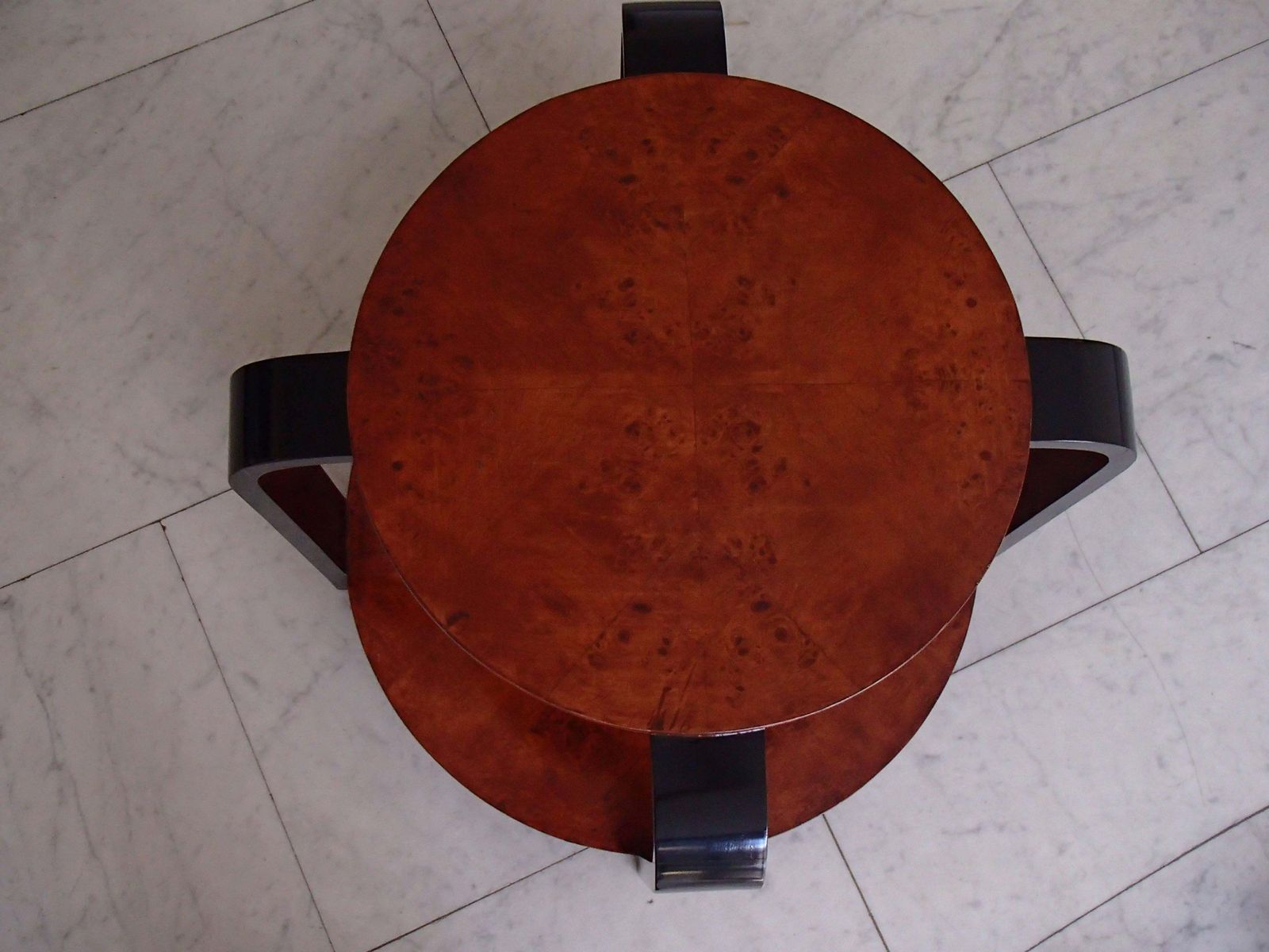 Art Deco Round Two Top Gueridon Birdseyemaple Black Legs photo furniture