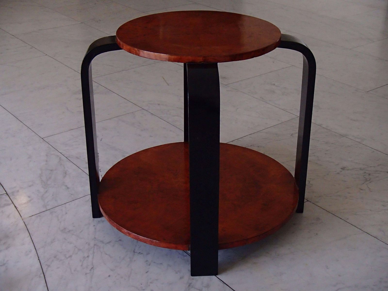 Art Deco Round Two Top Gueridon Birdseyemaple Black Legs photo buy