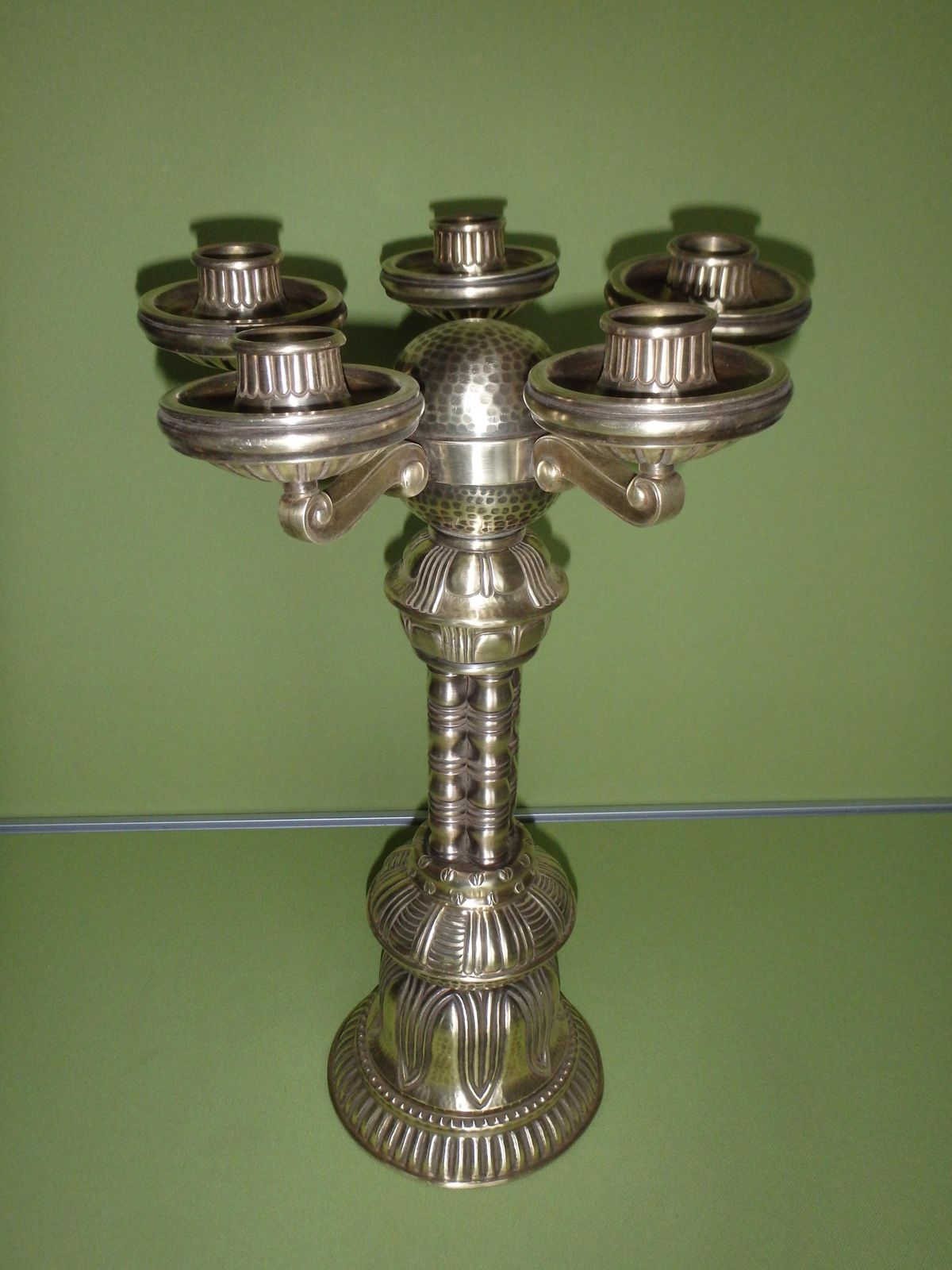Art Nouveau Huge Candle Holder Brass 5 Arms photo furniture