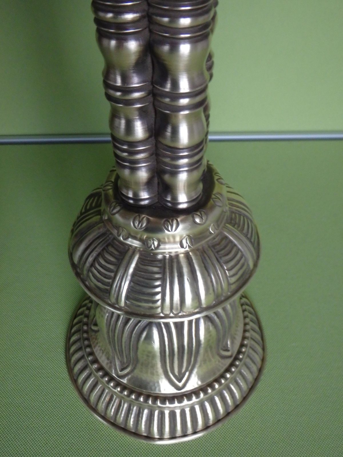 photo vintage Art Nouveau Huge Candle Holder Brass 5 Arms