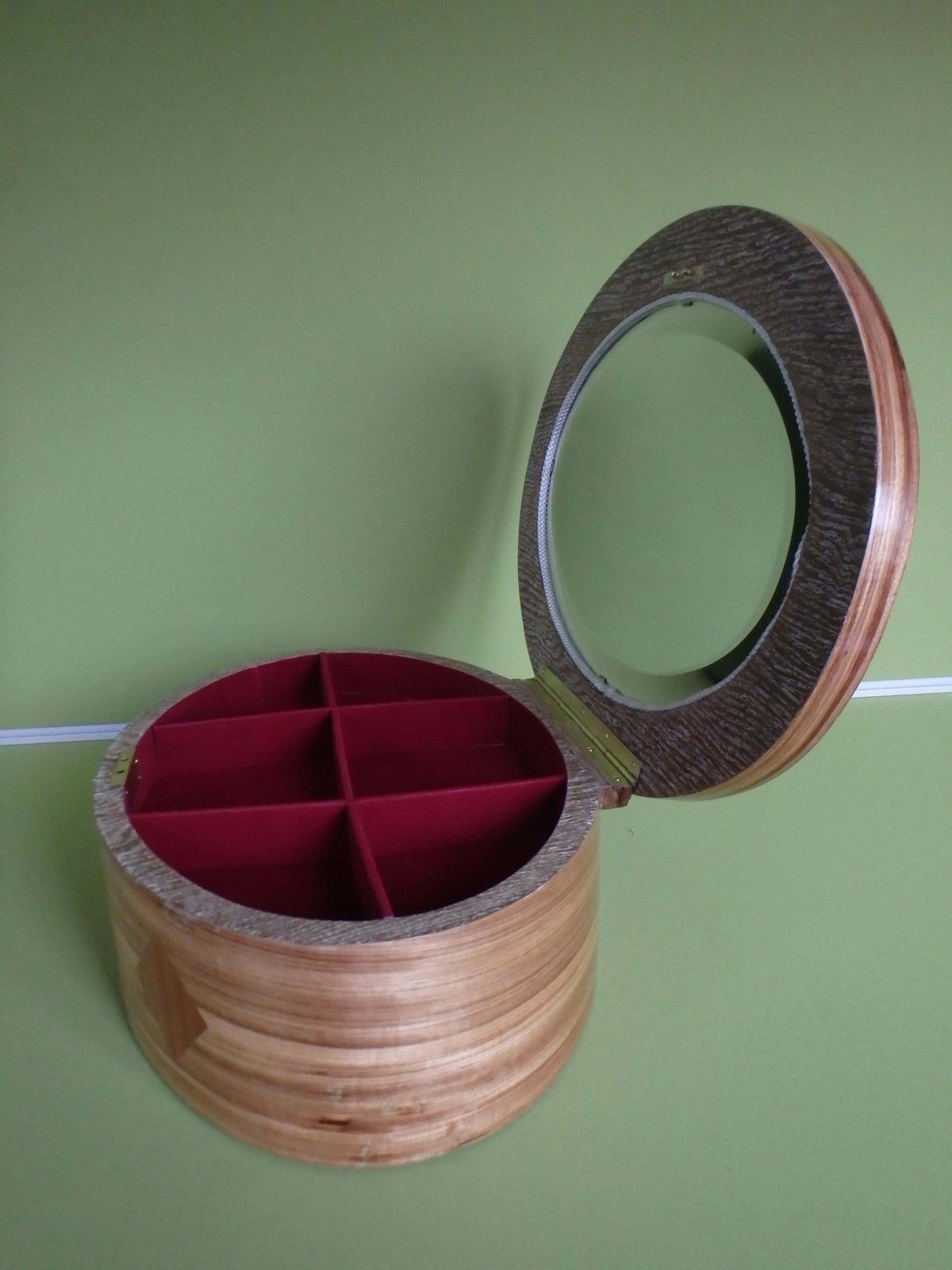 Huge Wooden  Jewelry Or Make Up Box With Oval Mirror For The Dressing Table photo buy