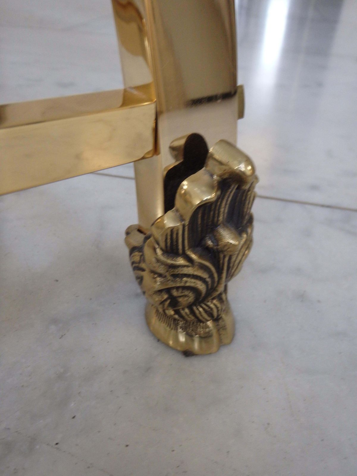 Sophisticated Console Brass And Plexiglass With Cut Glass Top By Gianni Versace photo vintage
