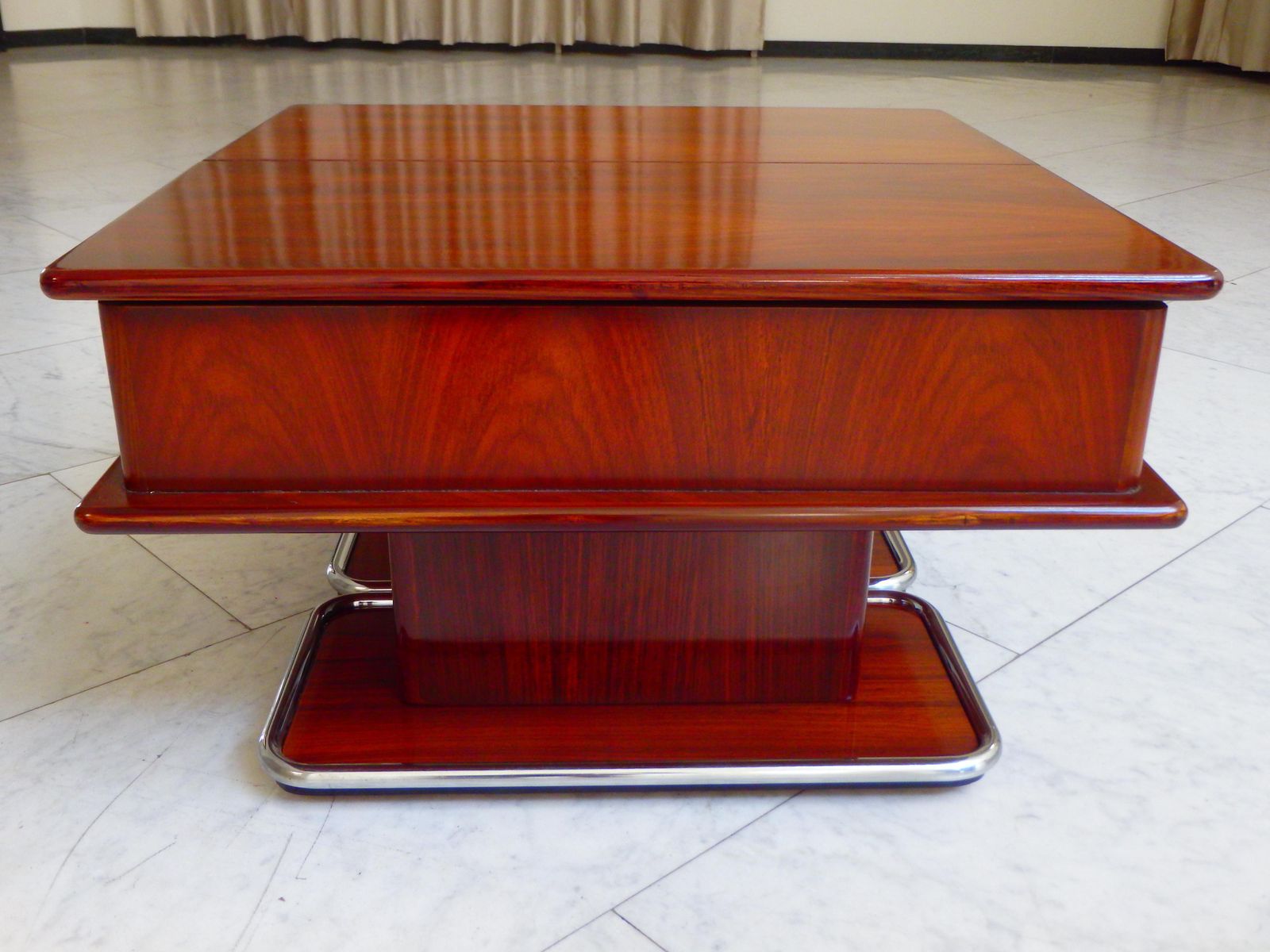 1960this Bar Table With Opening For Bottles And Glasses On Wheels With Chrome photo vinterior