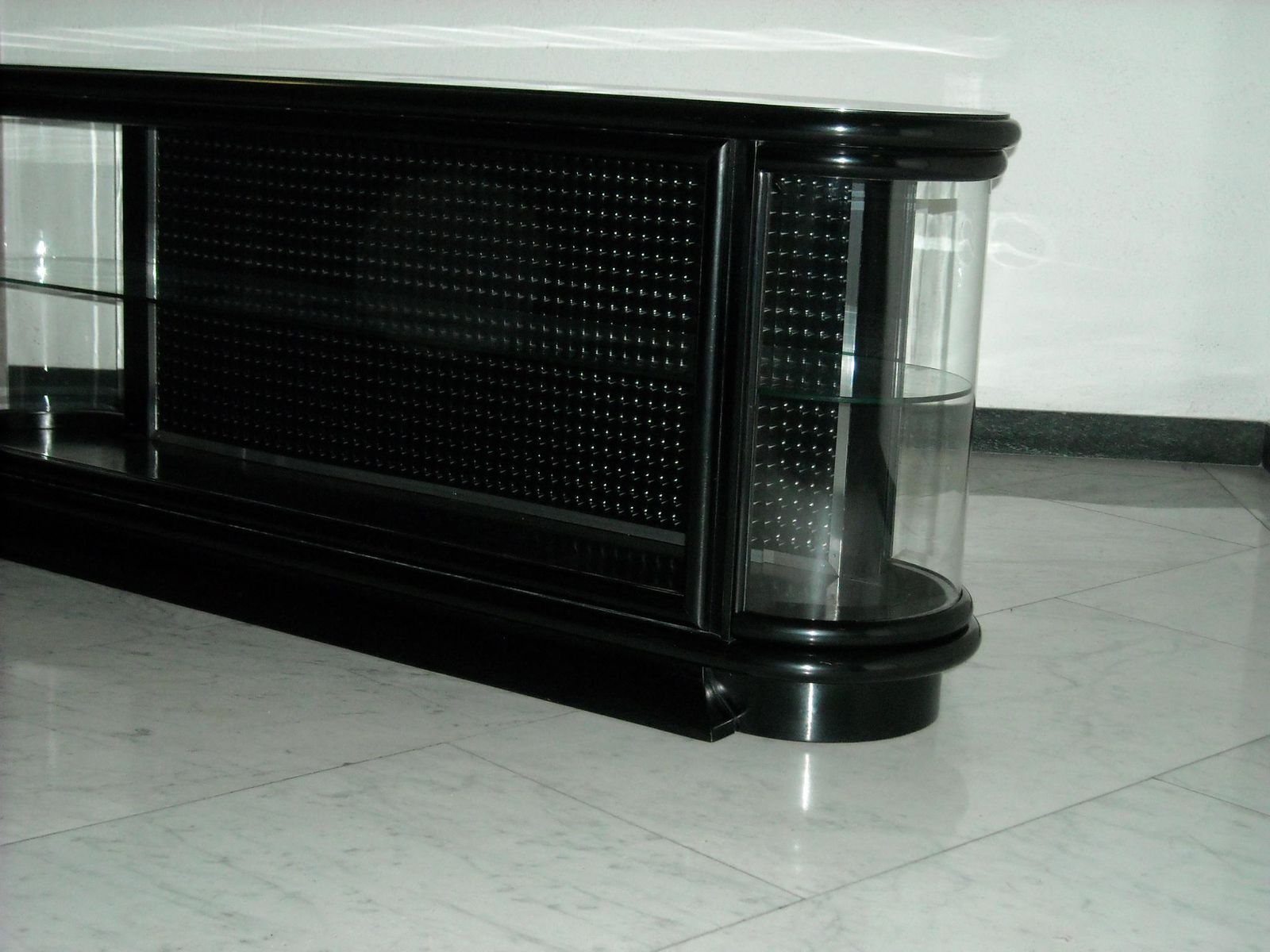 Art Deco Black Vitrine Or Low Board With Around Edges Glass Top photo for sale