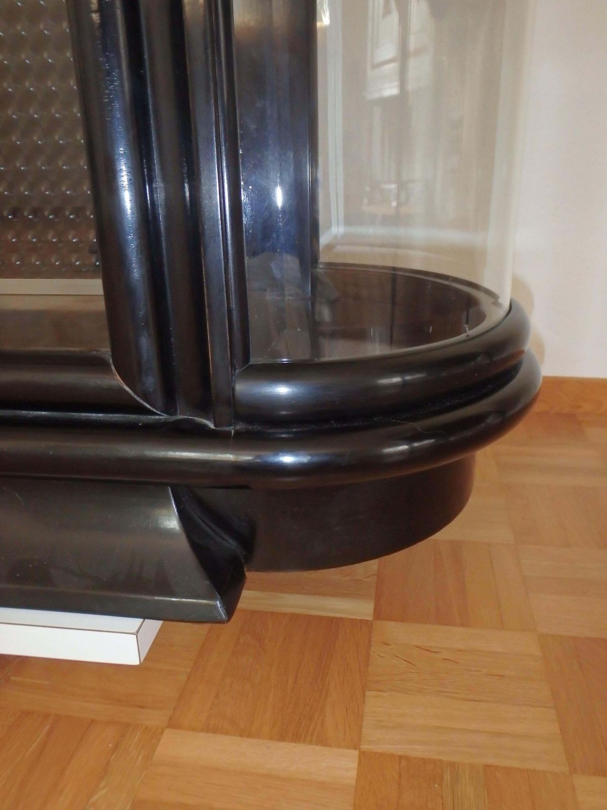 photo for sale Art Deco Black Vitrine Or Low Board With Around Edges Glass Top