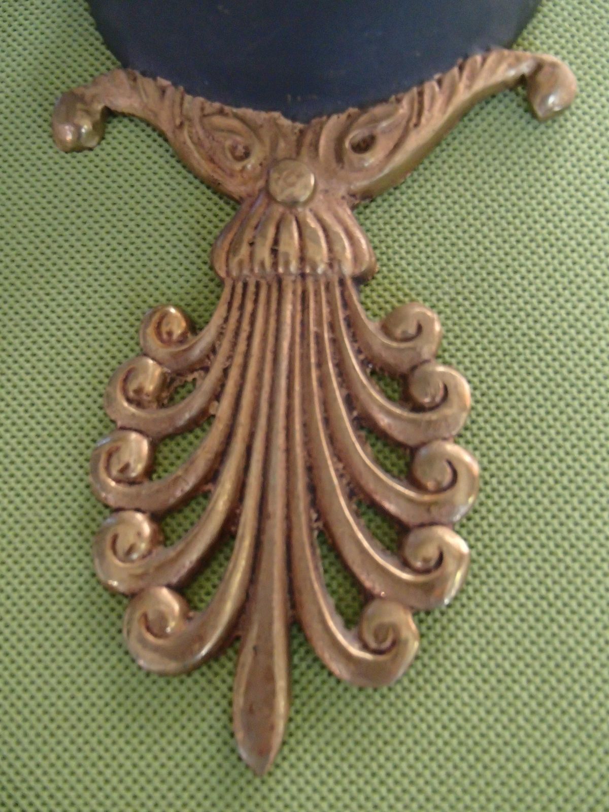 Pair Of Bronze And Green Empire Wall Lights With Beige/Green Shades photo Lighting
