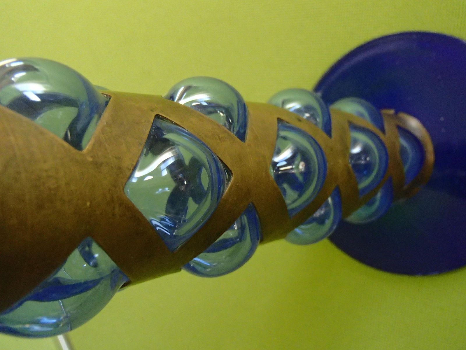 photo furniture Pair Candlelight Holder Cobalt Blue Glass And Brass By Villeroy & Boch