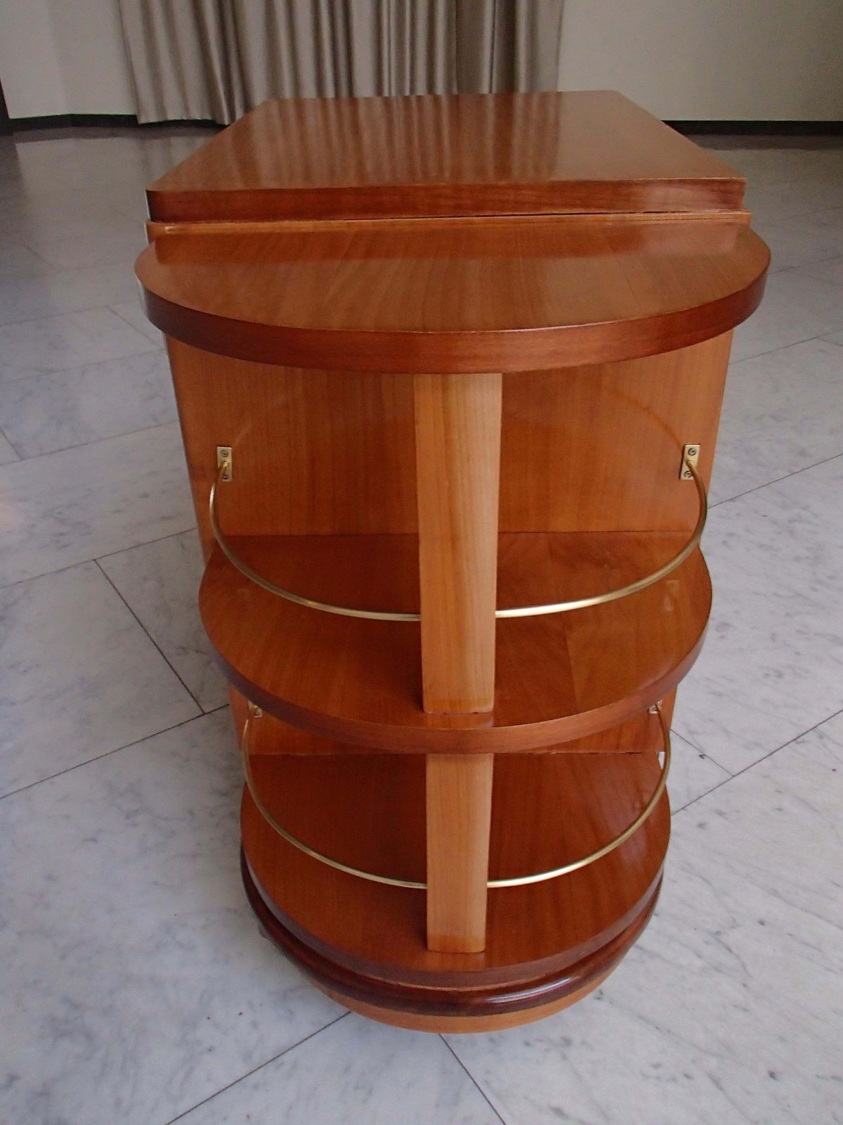 Art Deco Trolley Bar With 2 Doors And Bottle Compartment On Copper Wheels photo for sale